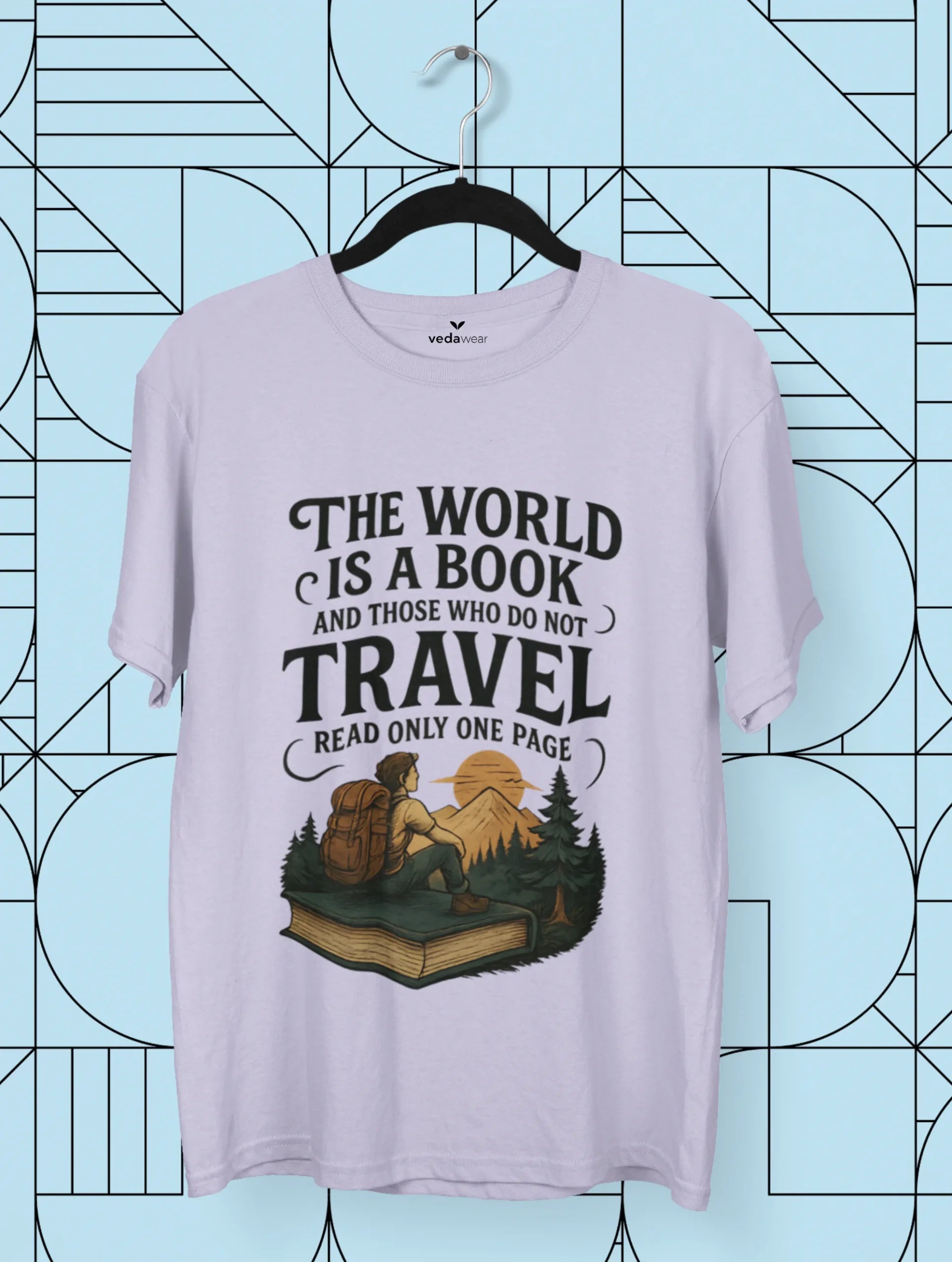 The World Is a Book – Premium Travel Tee – Artistic Premium Cotton Tee by Vedawear 