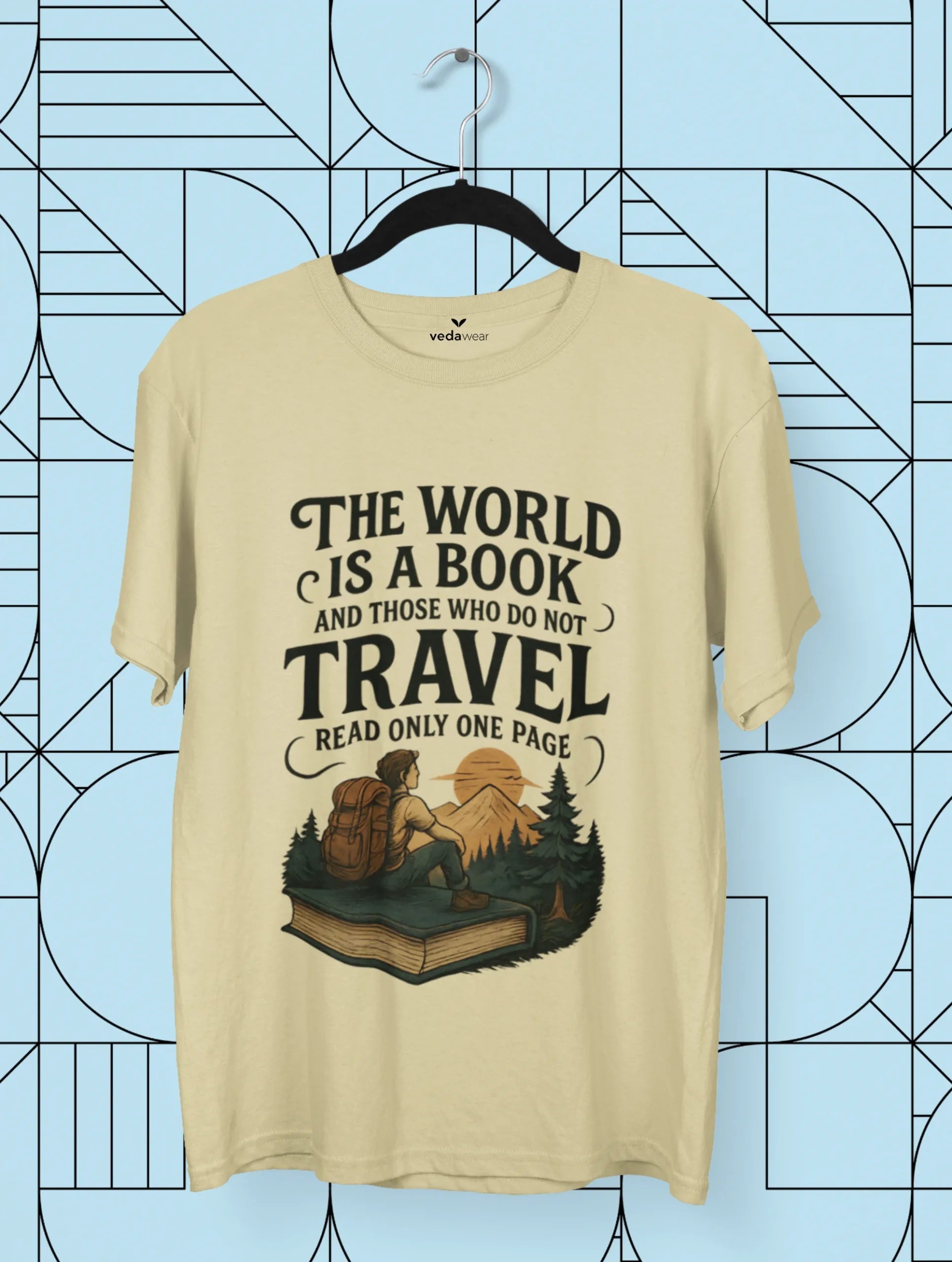 The World Is a Book – Premium Travel Tee – Artistic Premium Cotton Tee by Vedawear 