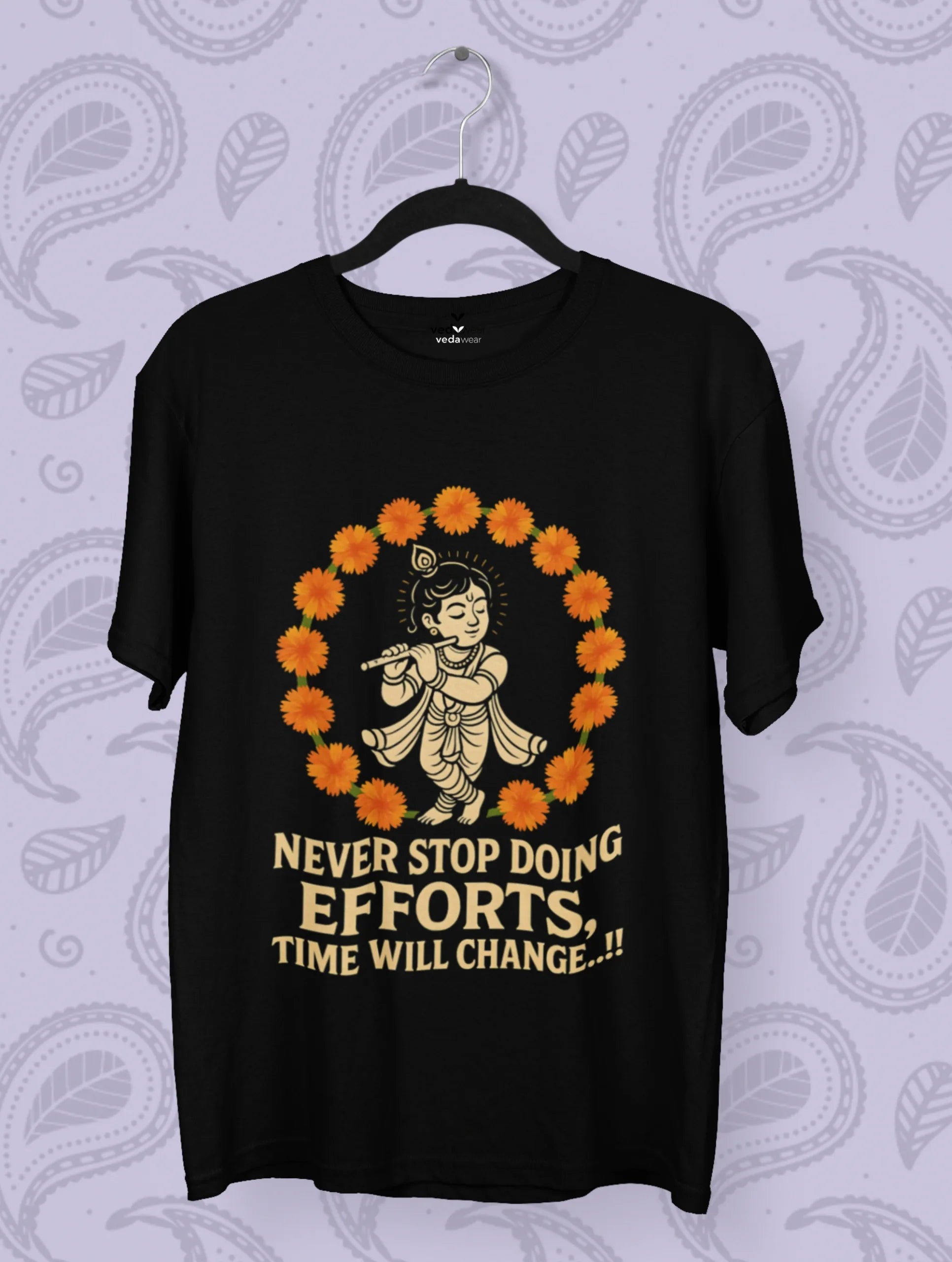 Time – Krishna Effort Premium Tee – Artistic Premium Cotton Tee by Vedawear 