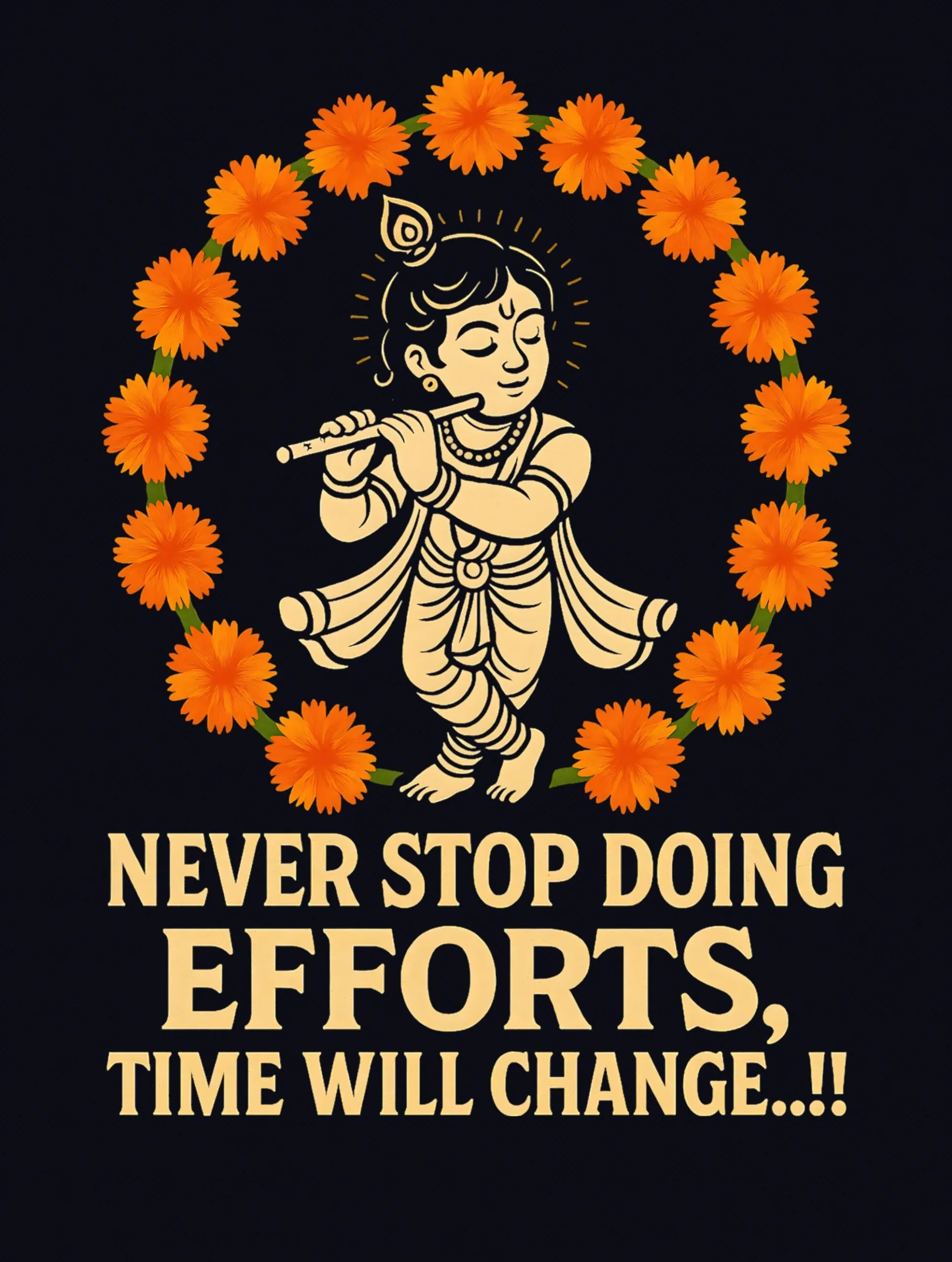 Time – Krishna Effort Premium Tee – Artistic Premium Cotton Tee by Vedawear 