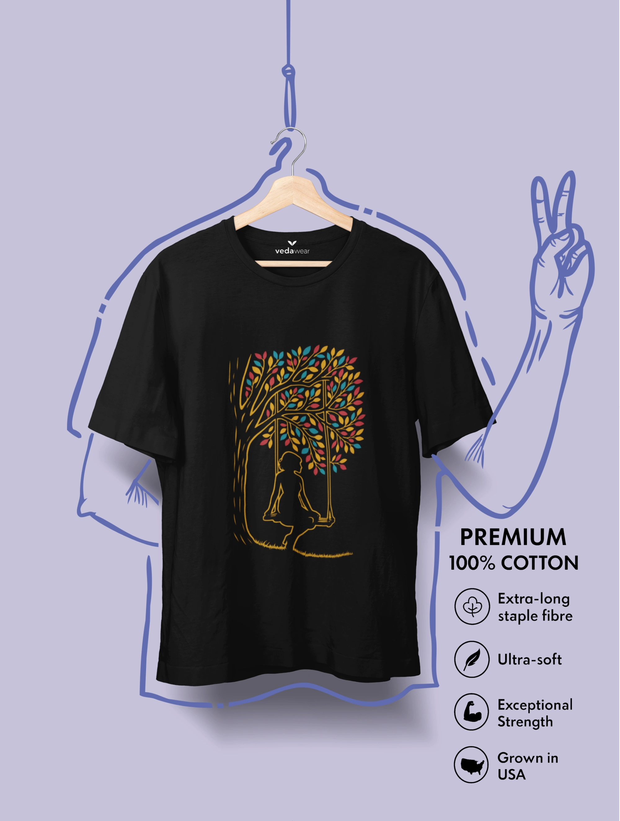 Tree of Joy – Premium Tee – Artistic Premium Cotton Tee by Vedawear 