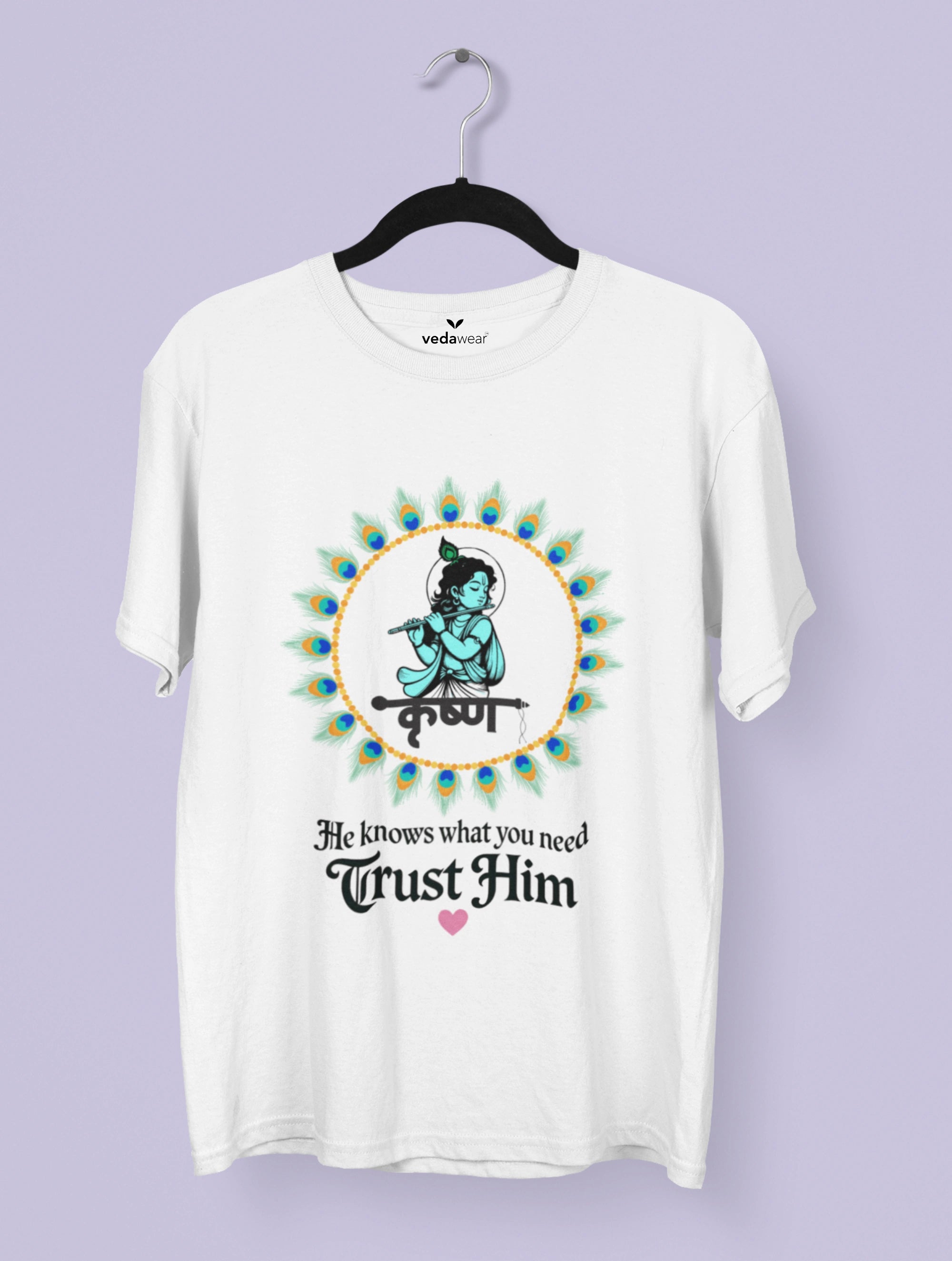 Trust Him – Krishna Bhakti Premium Tee – Artistic Premium Cotton Tee by Vedawear 