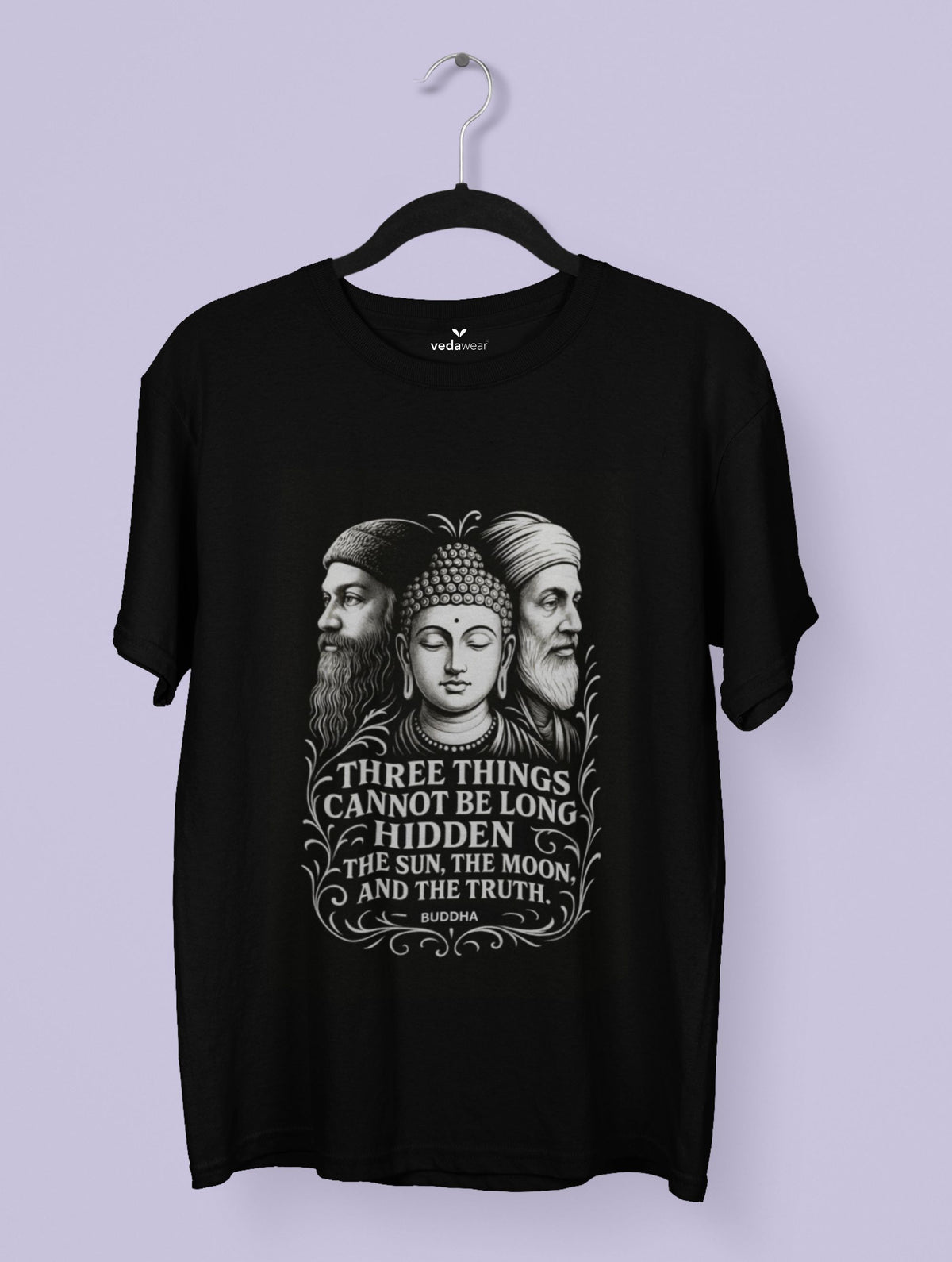 Truths – Osho, Buddha & Kabir Tee (Black Edition) – Artistic Premium Cotton Tee by Vedawear India