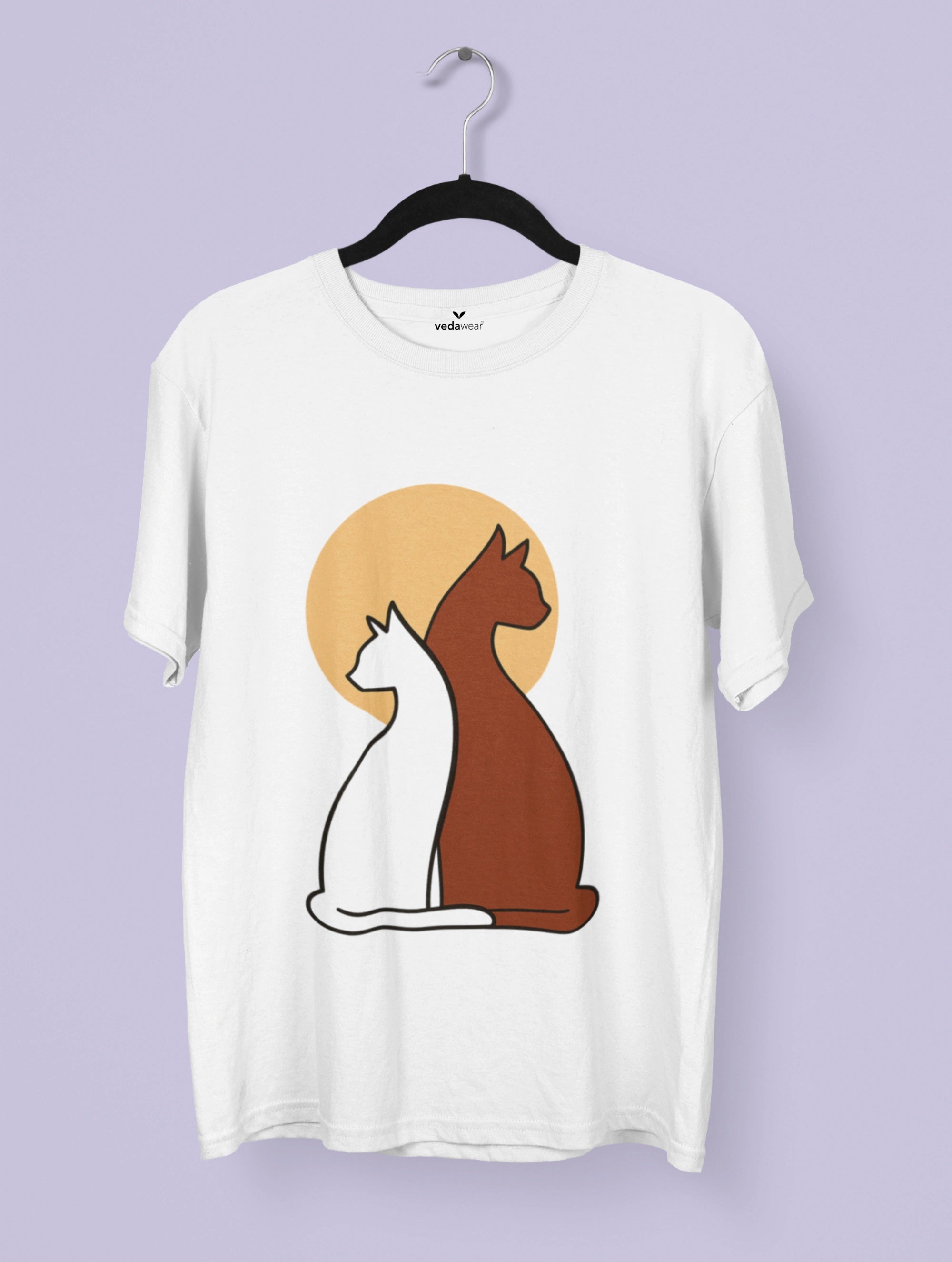 Twin Cats Harmony – Premium Tee – Artistic Premium Cotton Tee by Vedawear 
