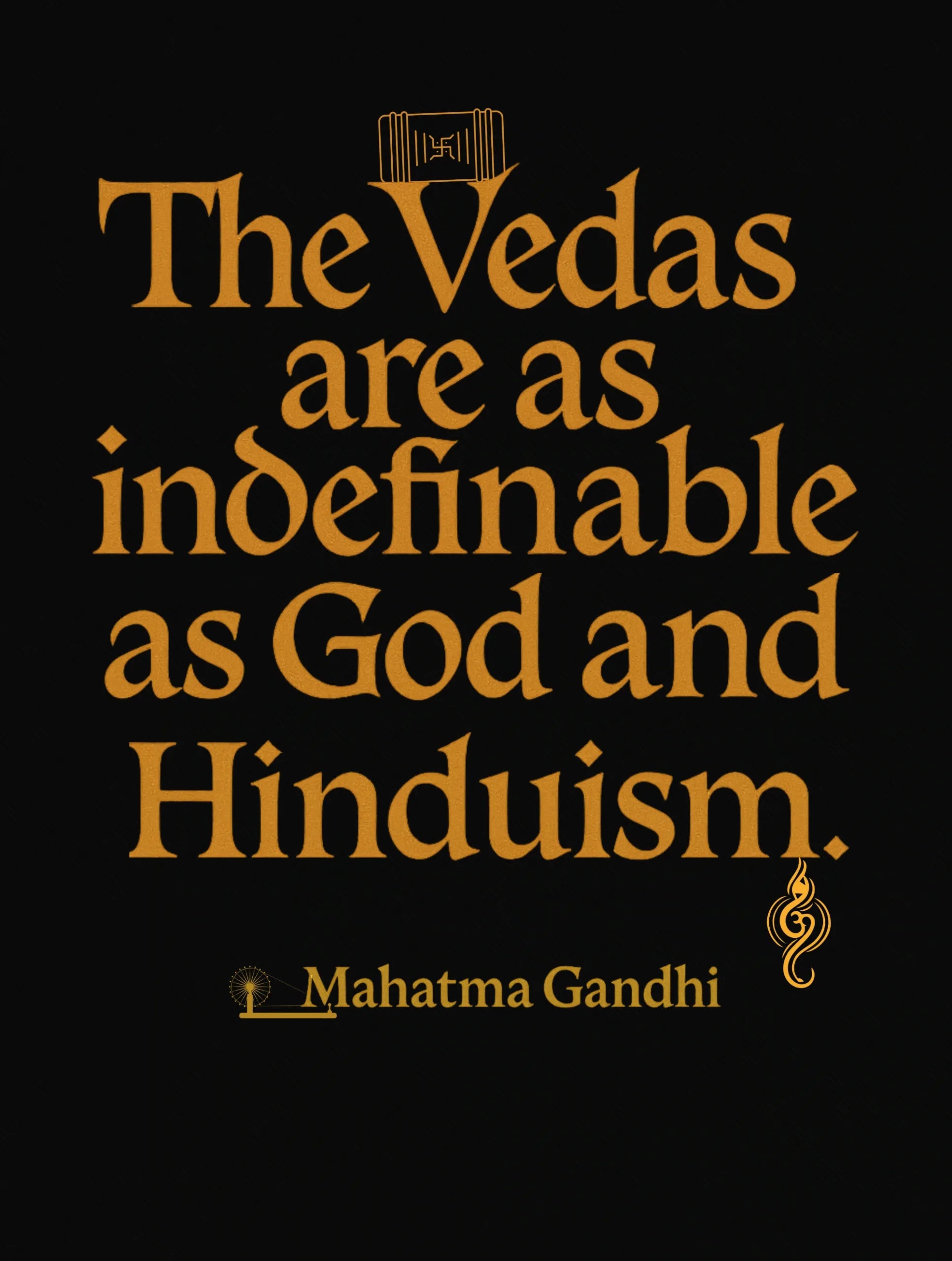 Vedas Are Indefinable – Gandhi Premium Tee – Artistic Premium Cotton Tee by Vedawear 