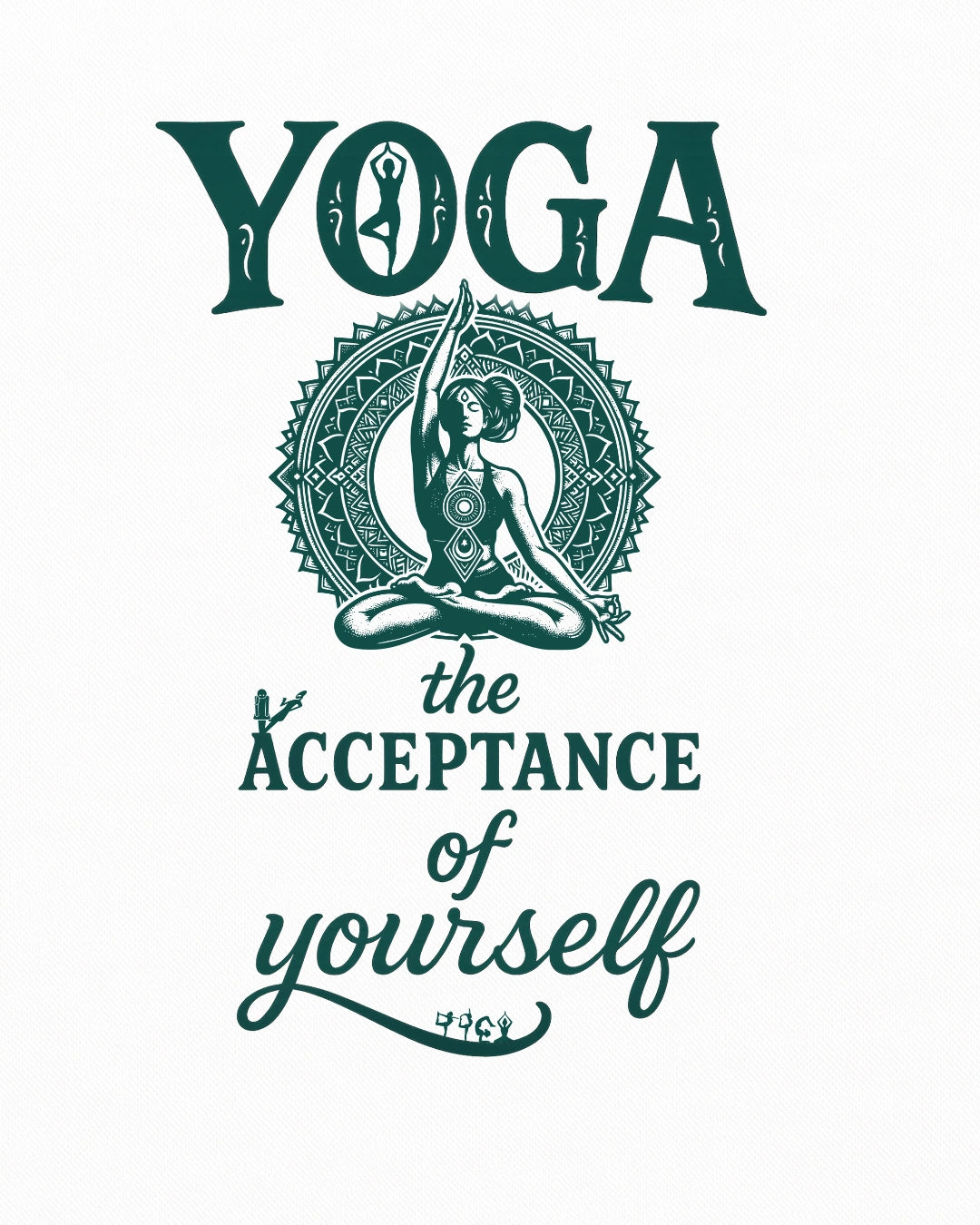 Yoga Is Acceptance – Premium Self-Love Tee – Artistic Premium Cotton Tee by Vedawear 
