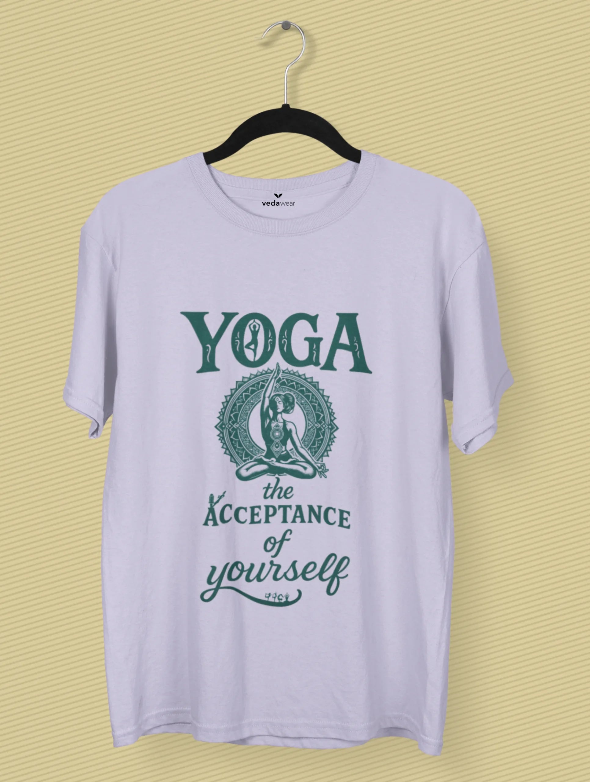 Yoga Is Acceptance – Premium Self-Love Tee – Artistic Premium Cotton Tee by Vedawear 