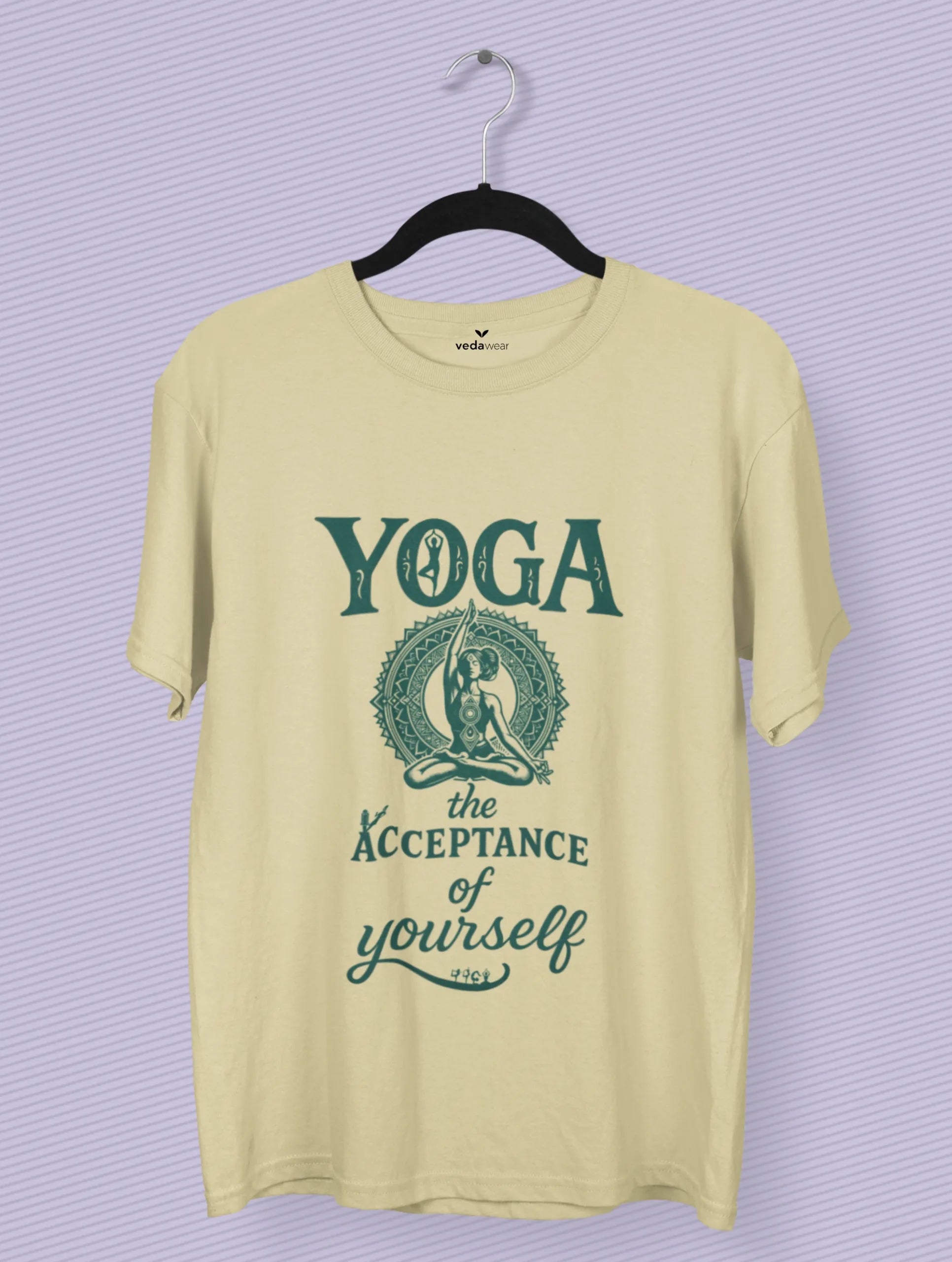 Yoga Is Acceptance – Premium Self-Love Tee – Artistic Premium Cotton Tee by Vedawear 