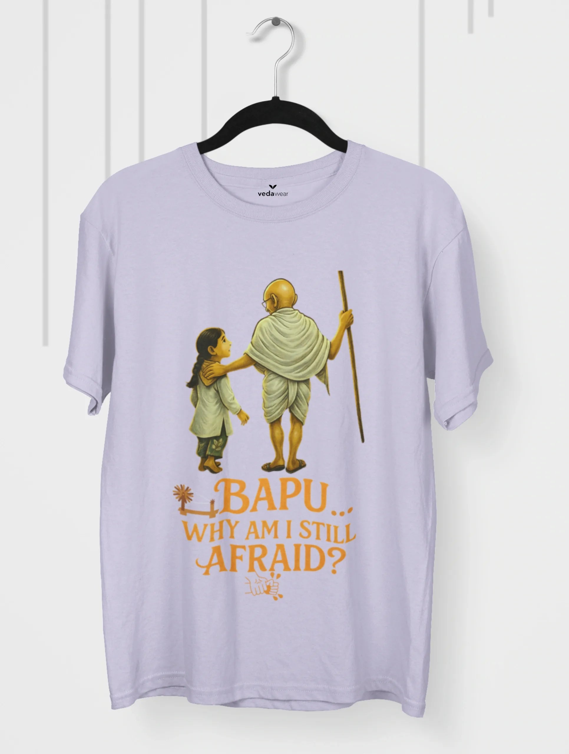 bapu why am i still afraid gandhi quote tshirt vedawear L scaled