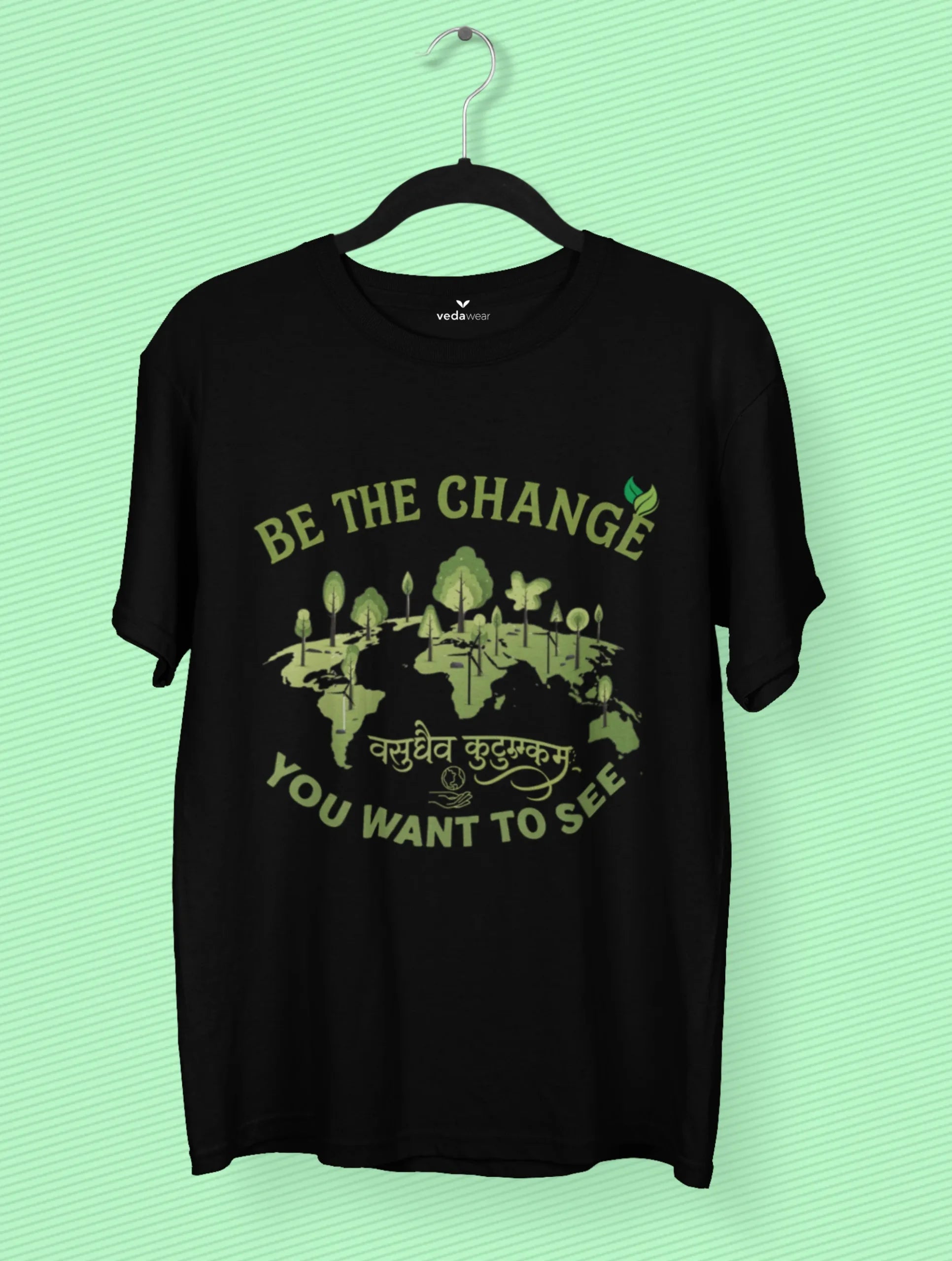 be the change vasudhaiva kutumbakam earth map premium tee vedawear B scaled
