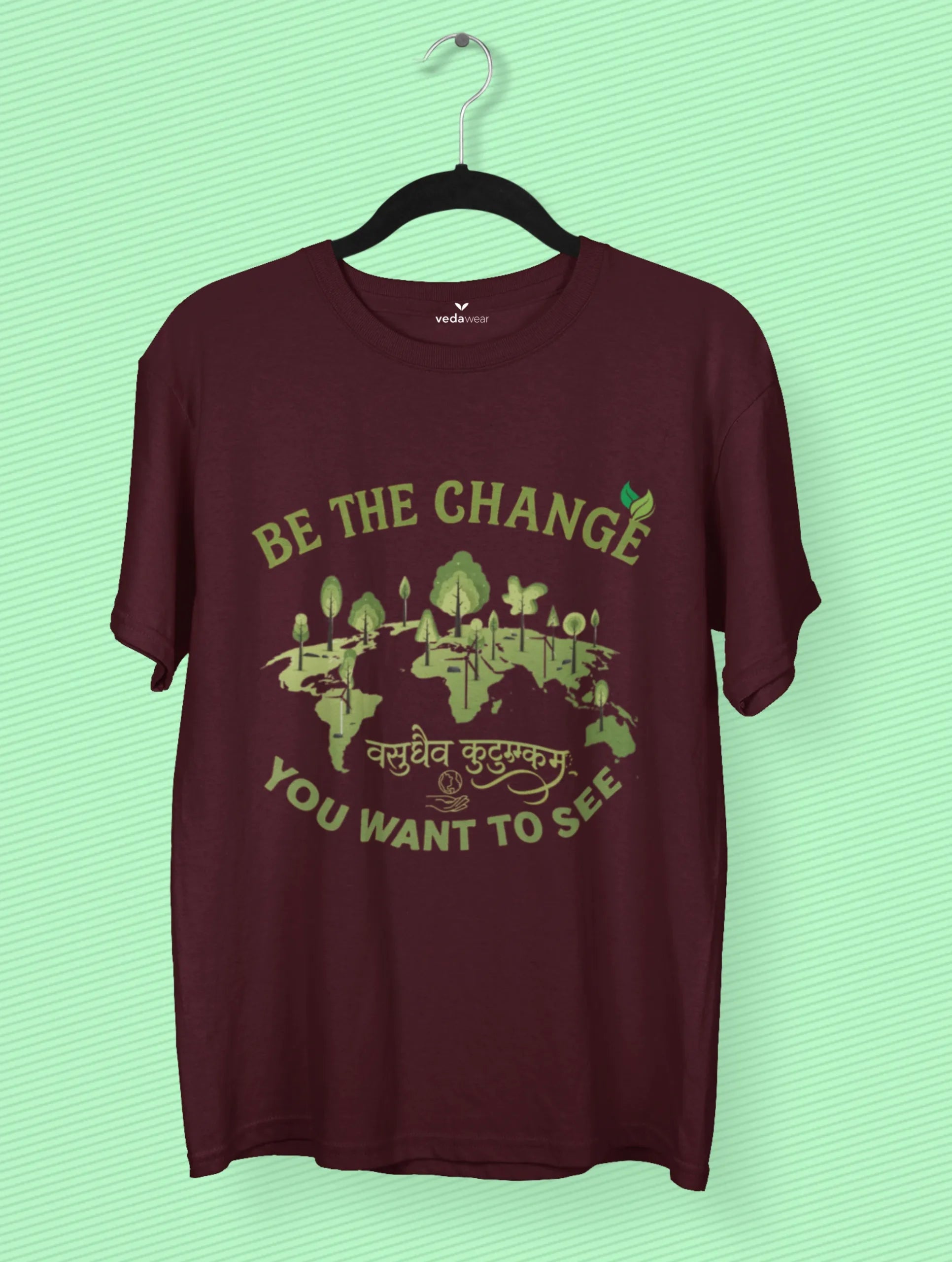 be the change vasudhaiva kutumbakam earth map premium tee vedawear M scaled