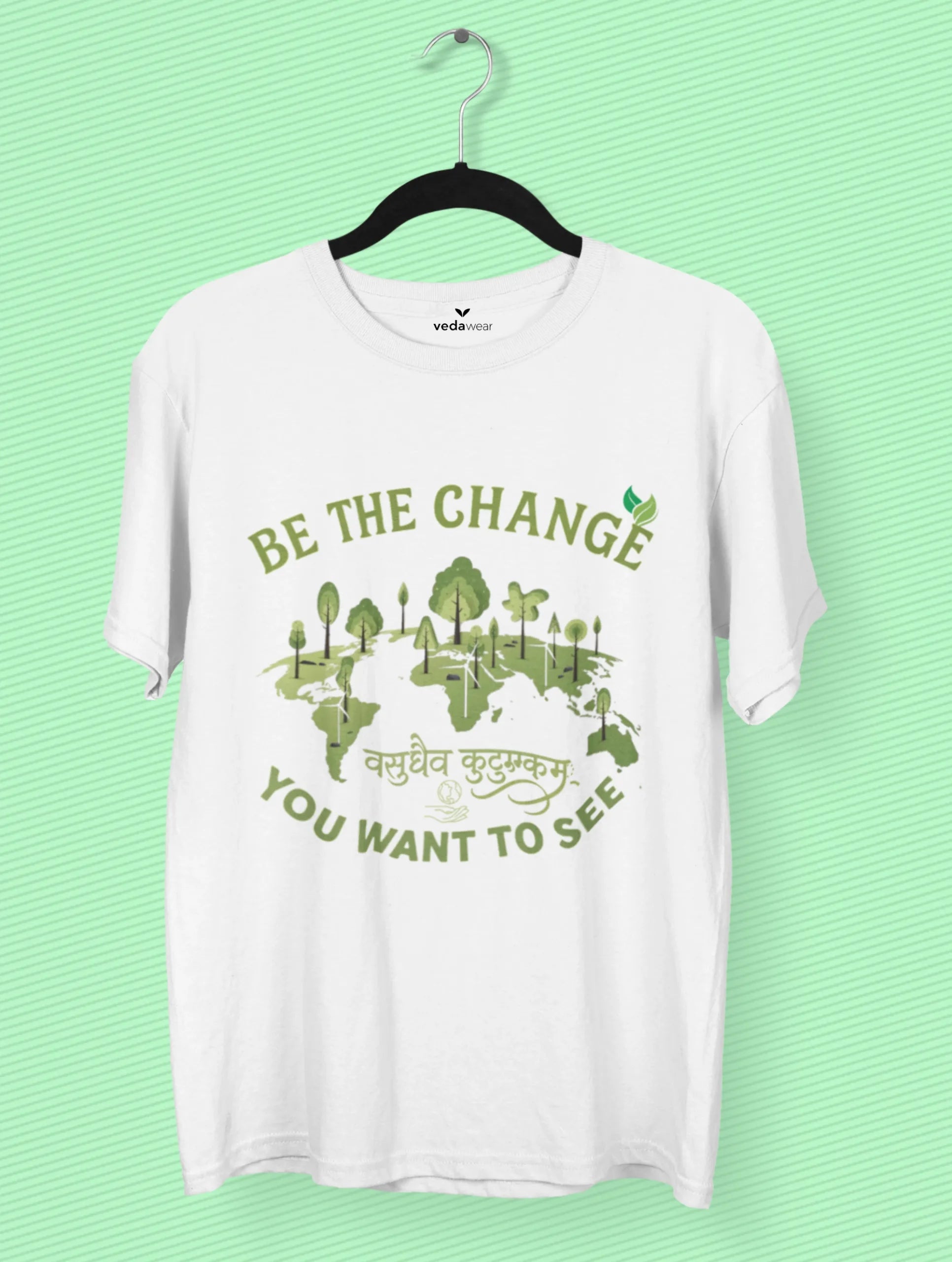 be the change vasudhaiva kutumbakam earth map premium tee vedawear W scaled