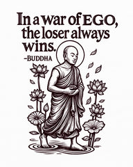 buddha ego quote the loser always wins beige tee vedawear D