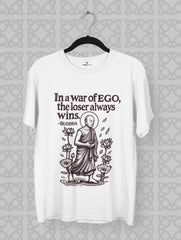 buddha ego quote the loser always wins beige tee vedawear W scaled
