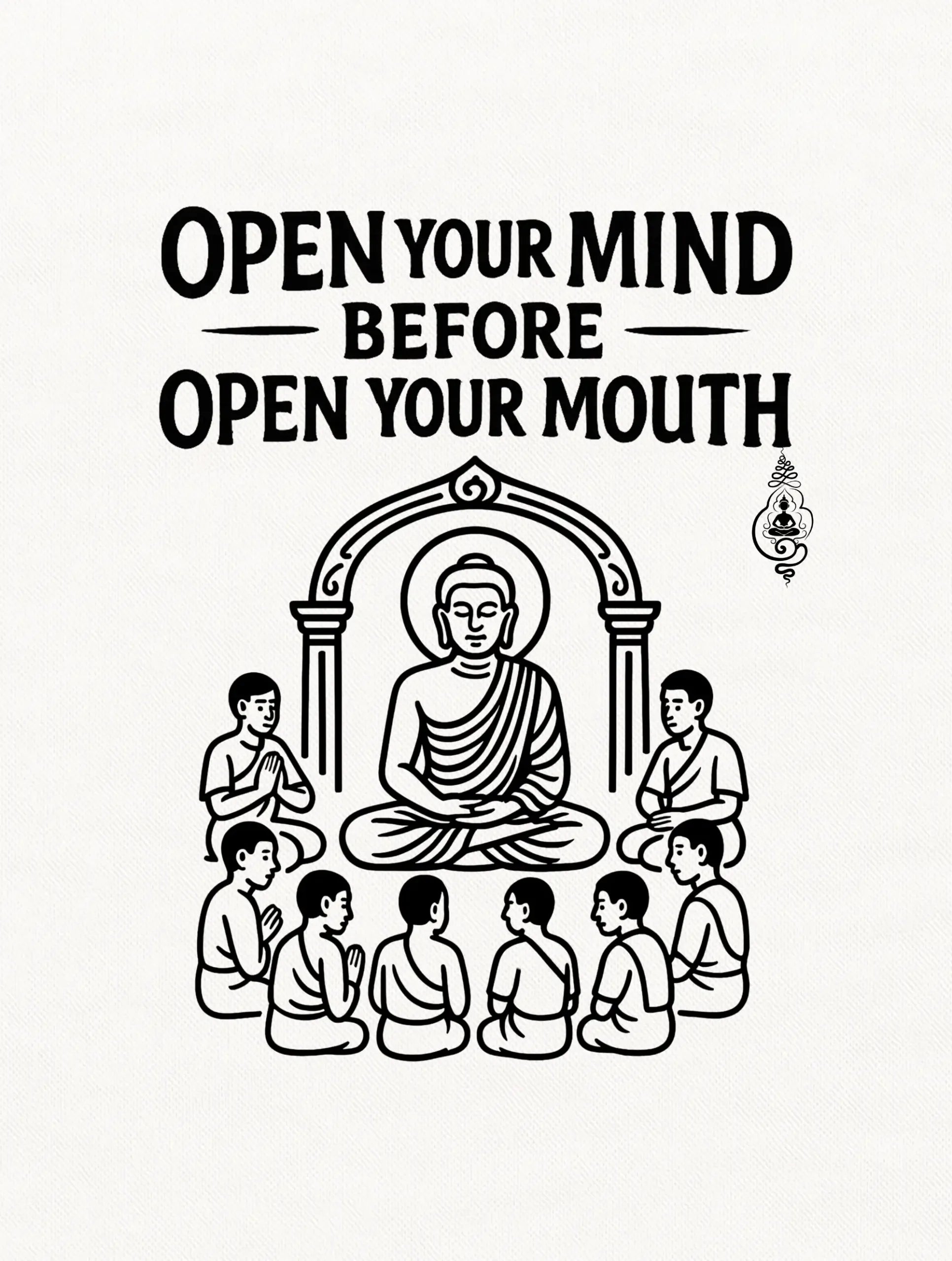 buddha teaching quote open your mind before mouth vector tshirt design 2 scaled