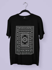 Vedawear Circle of Life Warli folk art inspired premium black cotton tee featuring tribal dance and nature motifs.