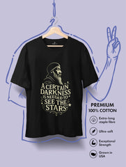 darkness is needed to see the stars osho premium black tee vedawear scaled