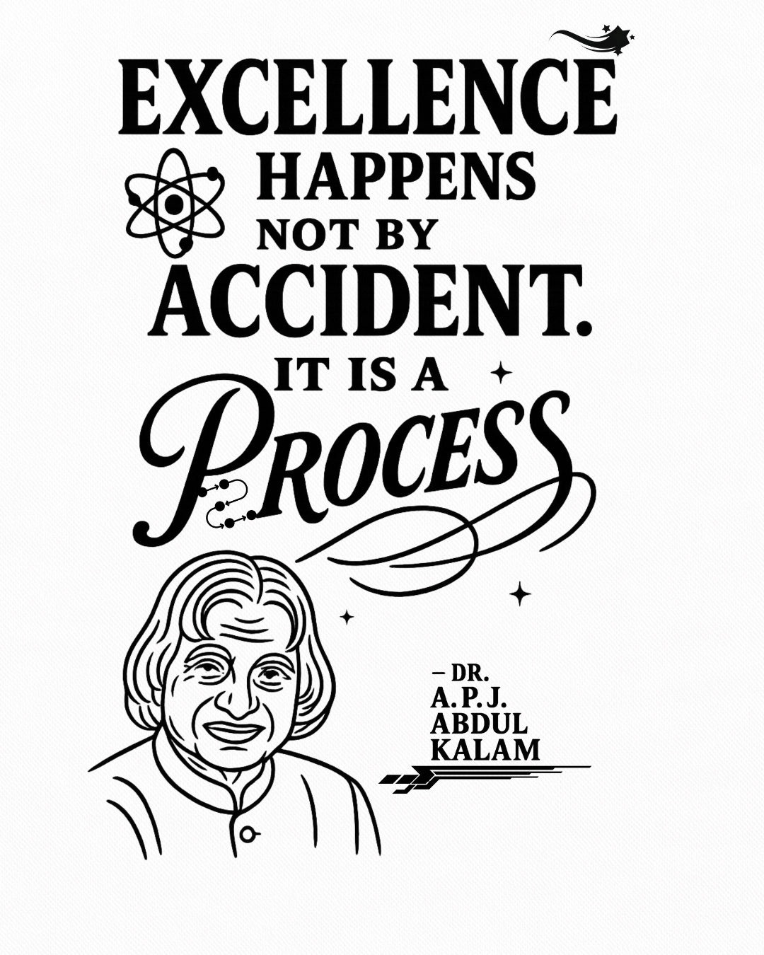 excellence is a process abdul kalam premium tee white edition vedawear D