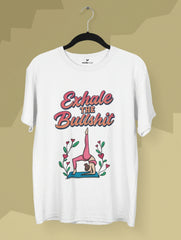 exhale the bullshit funny yoga meme tshirt women vedawear W scaled