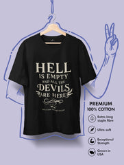 hell is empty devils are here shakespeare quote premium black tee vedawear scaled