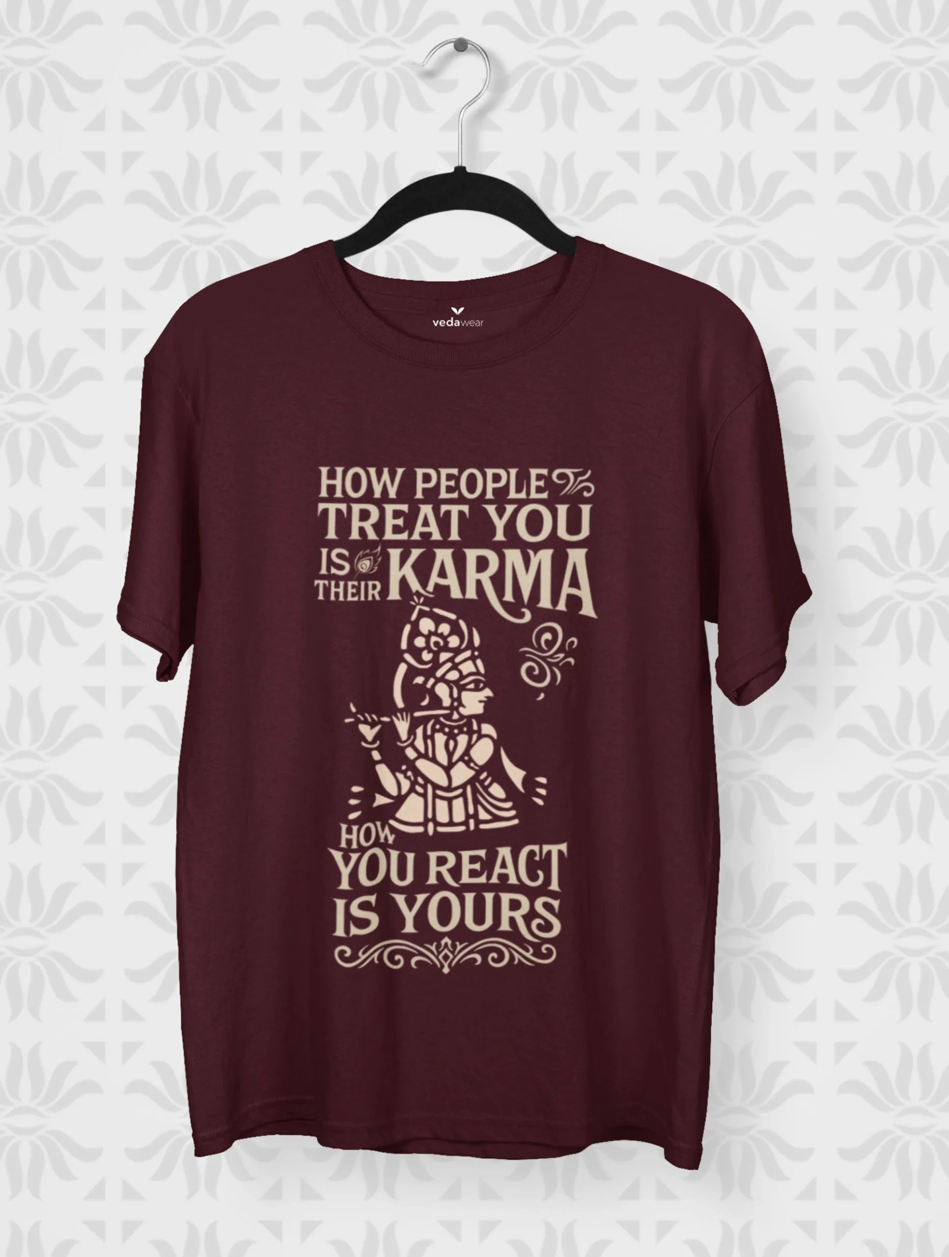 how people treat you karma how you react is yours krishna tee vedawear M scaled