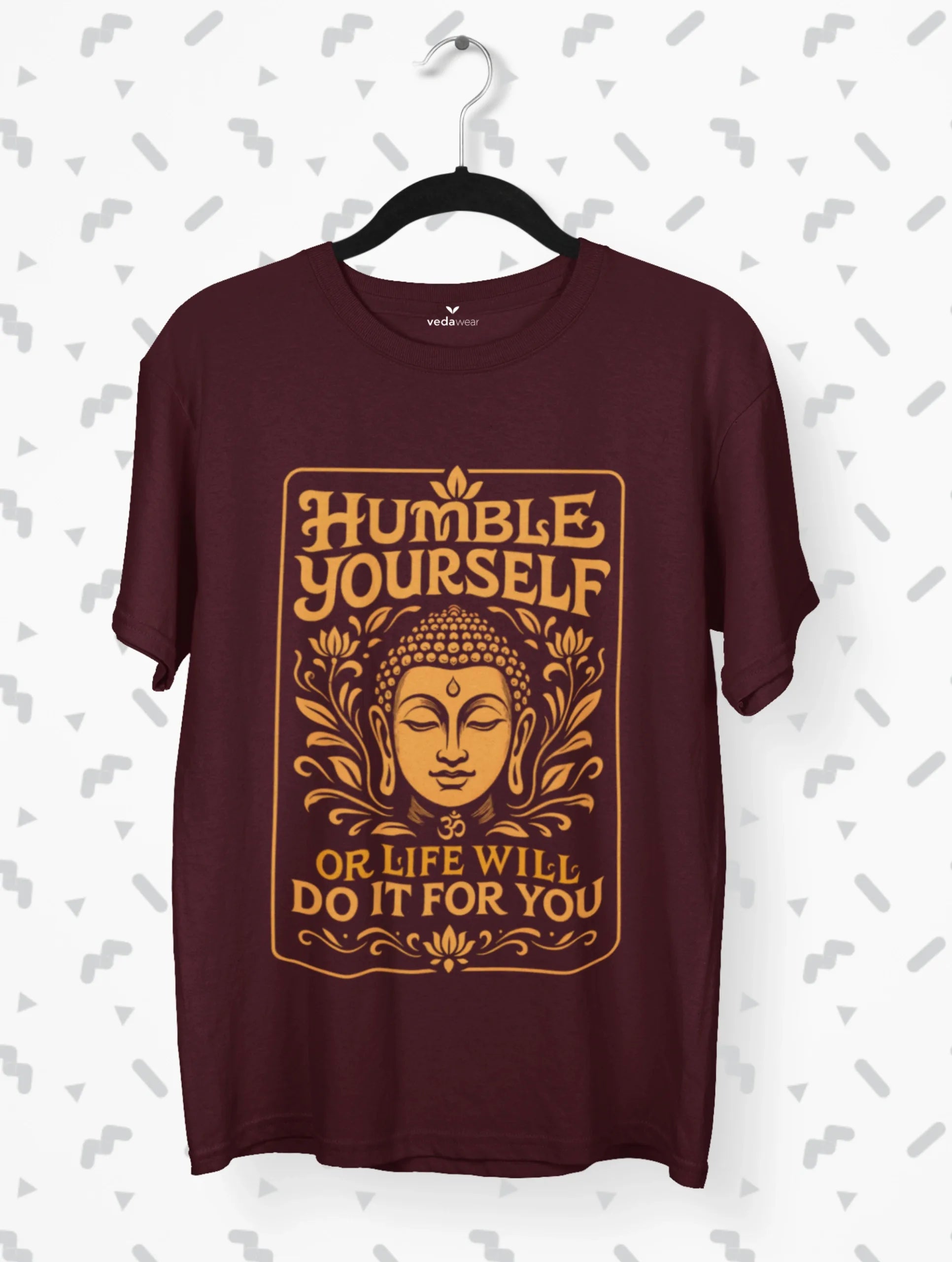 humble yourself buddha wisdom quote black tee vedawear B.webp M scaled