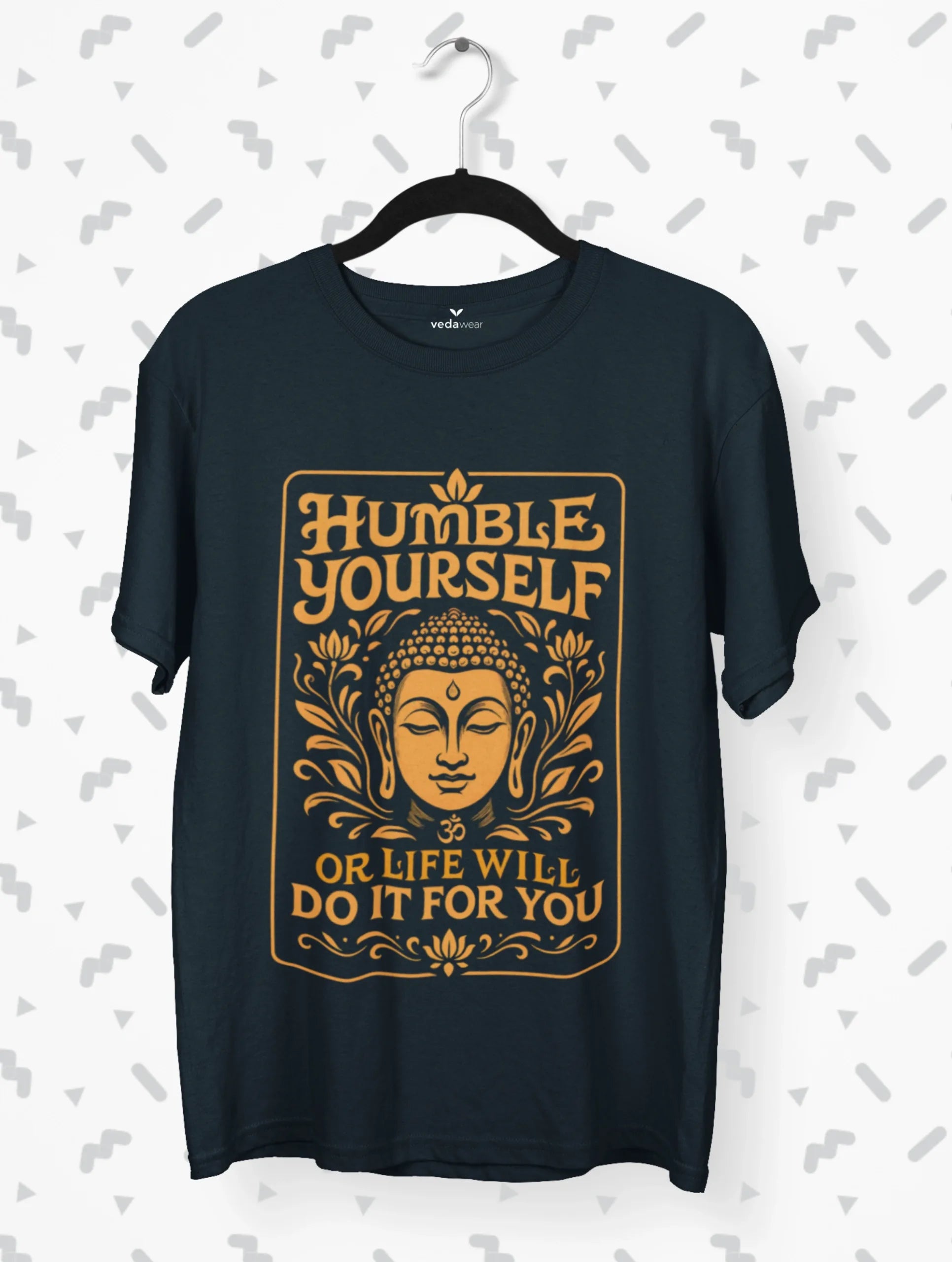 humble yourself buddha wisdom quote black tee vedawear NB scaled