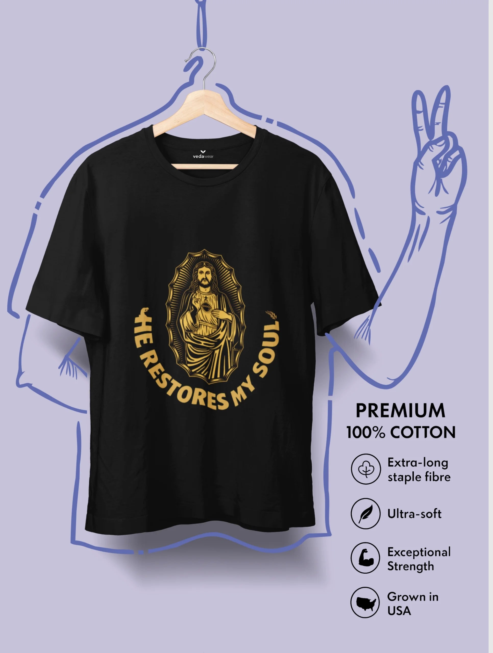 jesus he restores my soul premium tee vedawear scaled