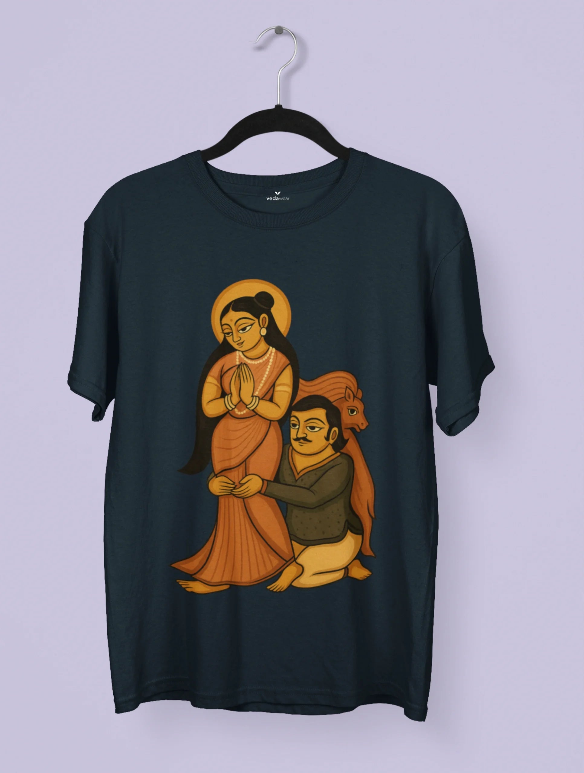 Kalighat Patachitra style artwork printed on Vedawear folk art inspired premium cotton T-shirt