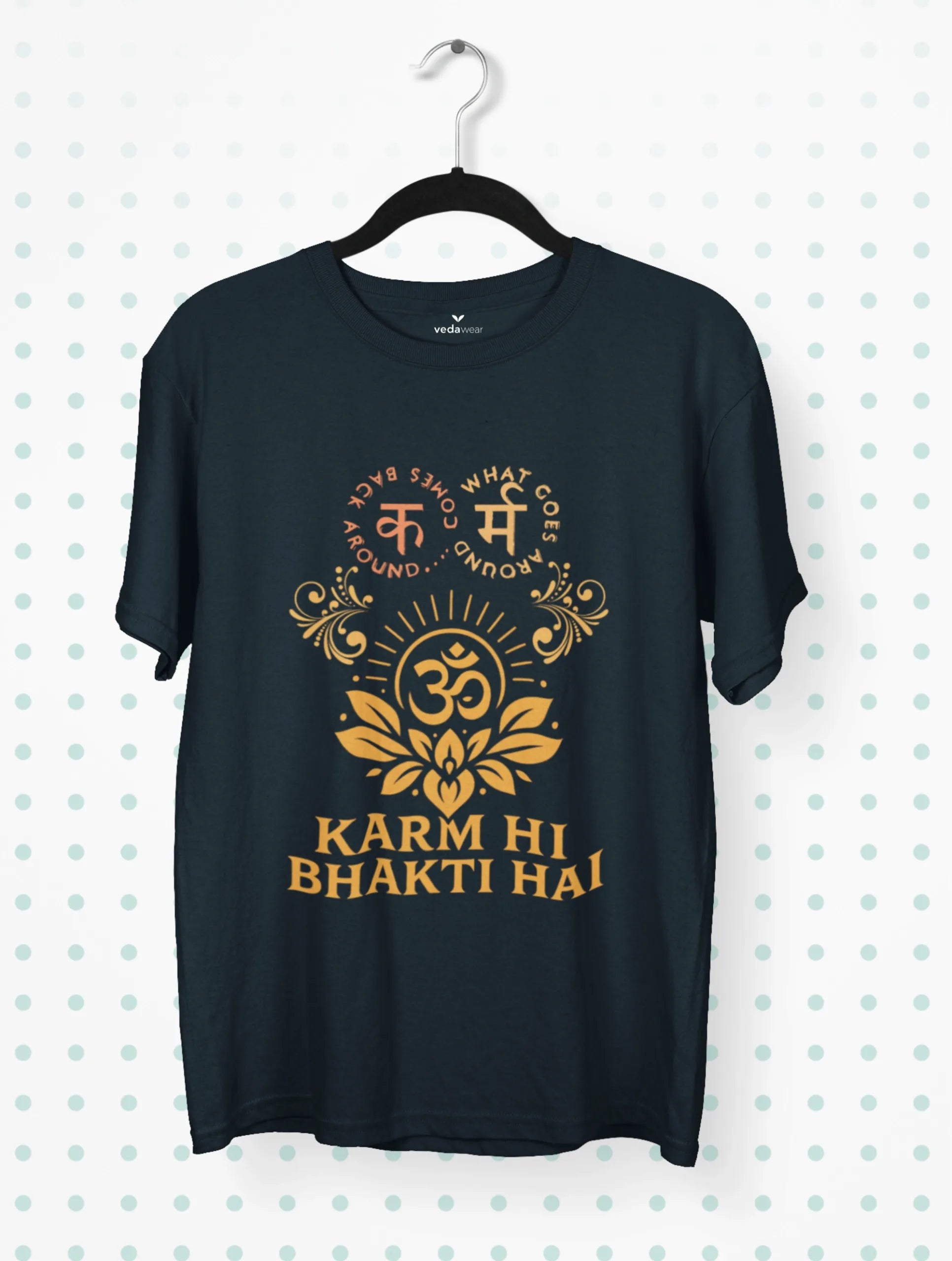 karm hi bhakti hai om symbol hindu spiritual tee vedawear NB scaled