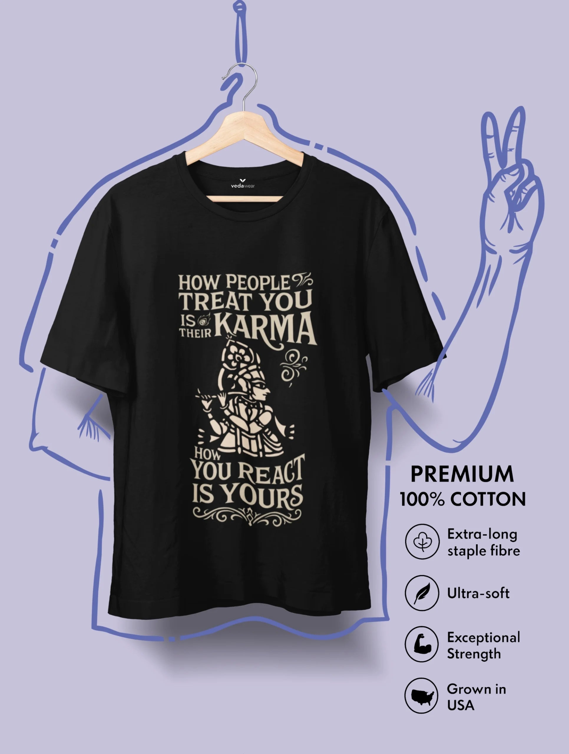 karma reaction krishna vedantic wisdom premium tee vedawear scaled