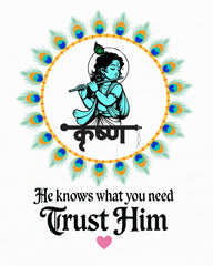 krishna trust him peacock feather devotional quote premium tee vedawear D