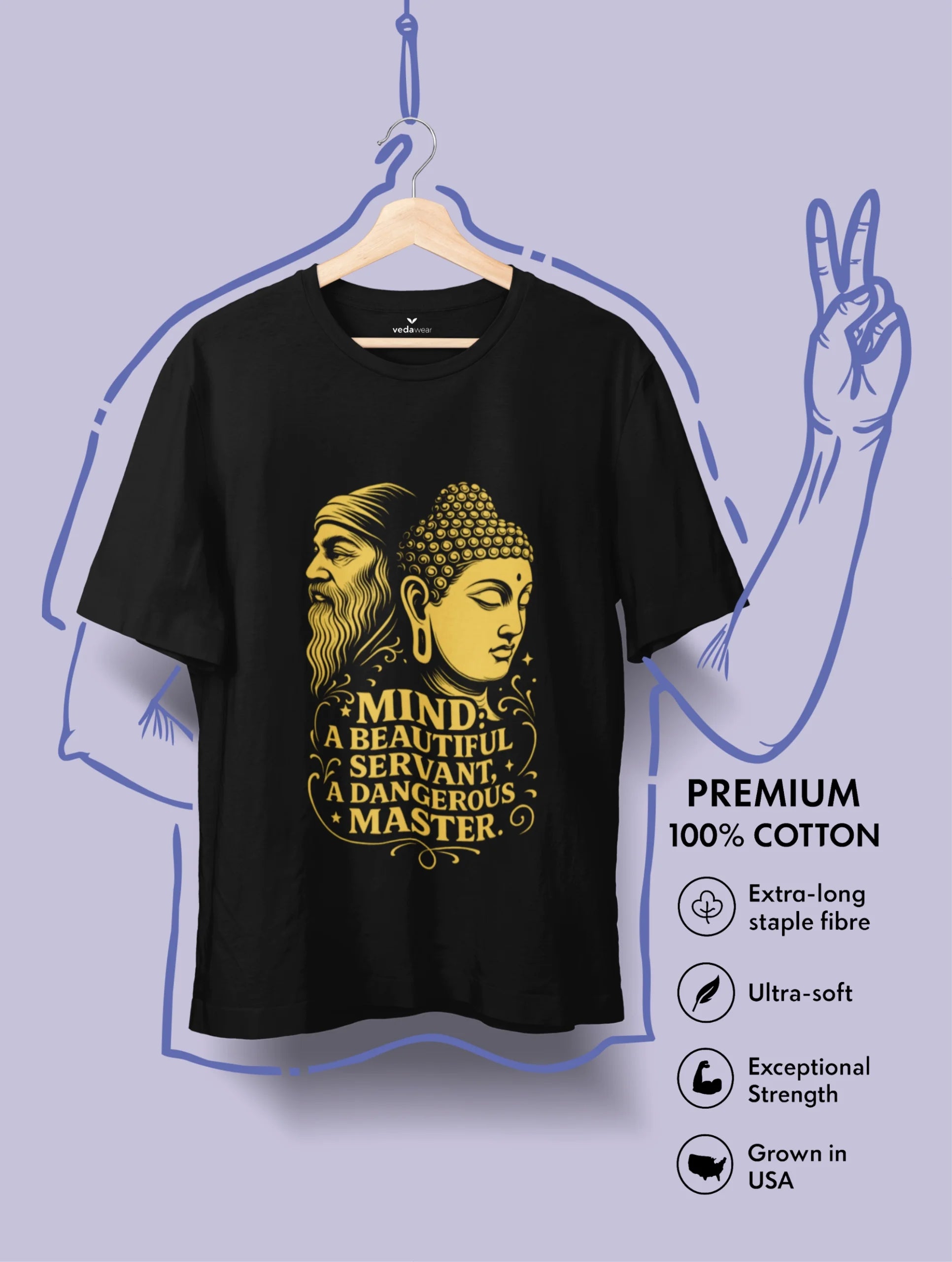 mind beautiful servant dangerous master osho buddha premium black tee vedawear scaled