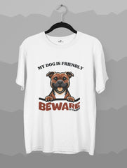 my dog is friendly beware of owner premium funny dog tee vedawear W scaled
