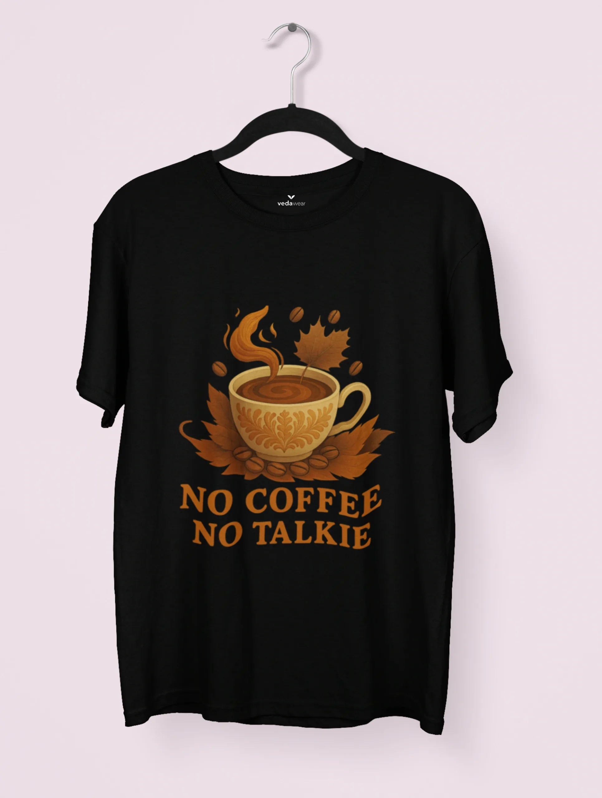 no coffee no talkie white premium caffeine lover tshirt vedawear B scaled