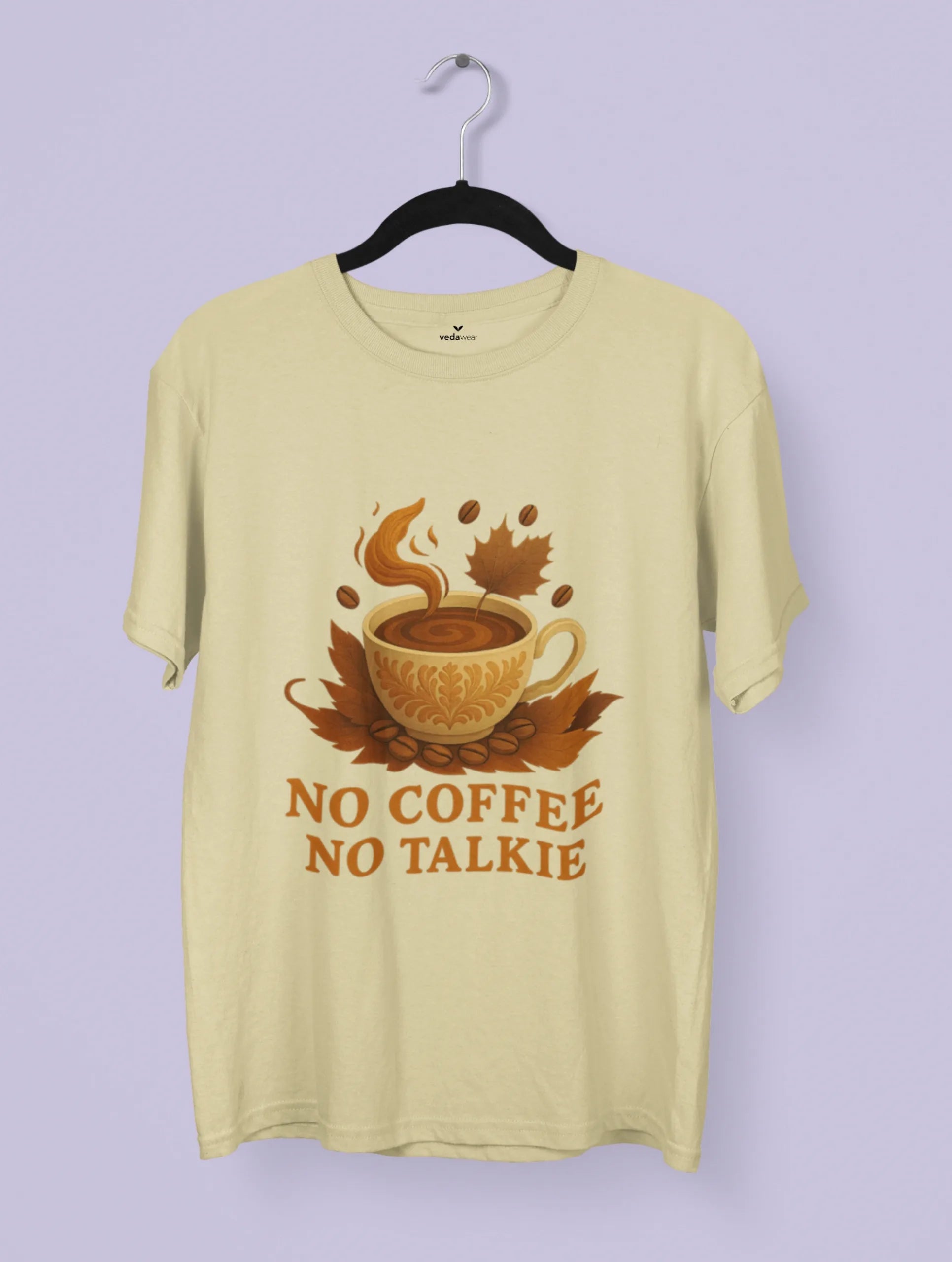 no coffee no talkie white premium caffeine lover tshirt vedawear Be scaled