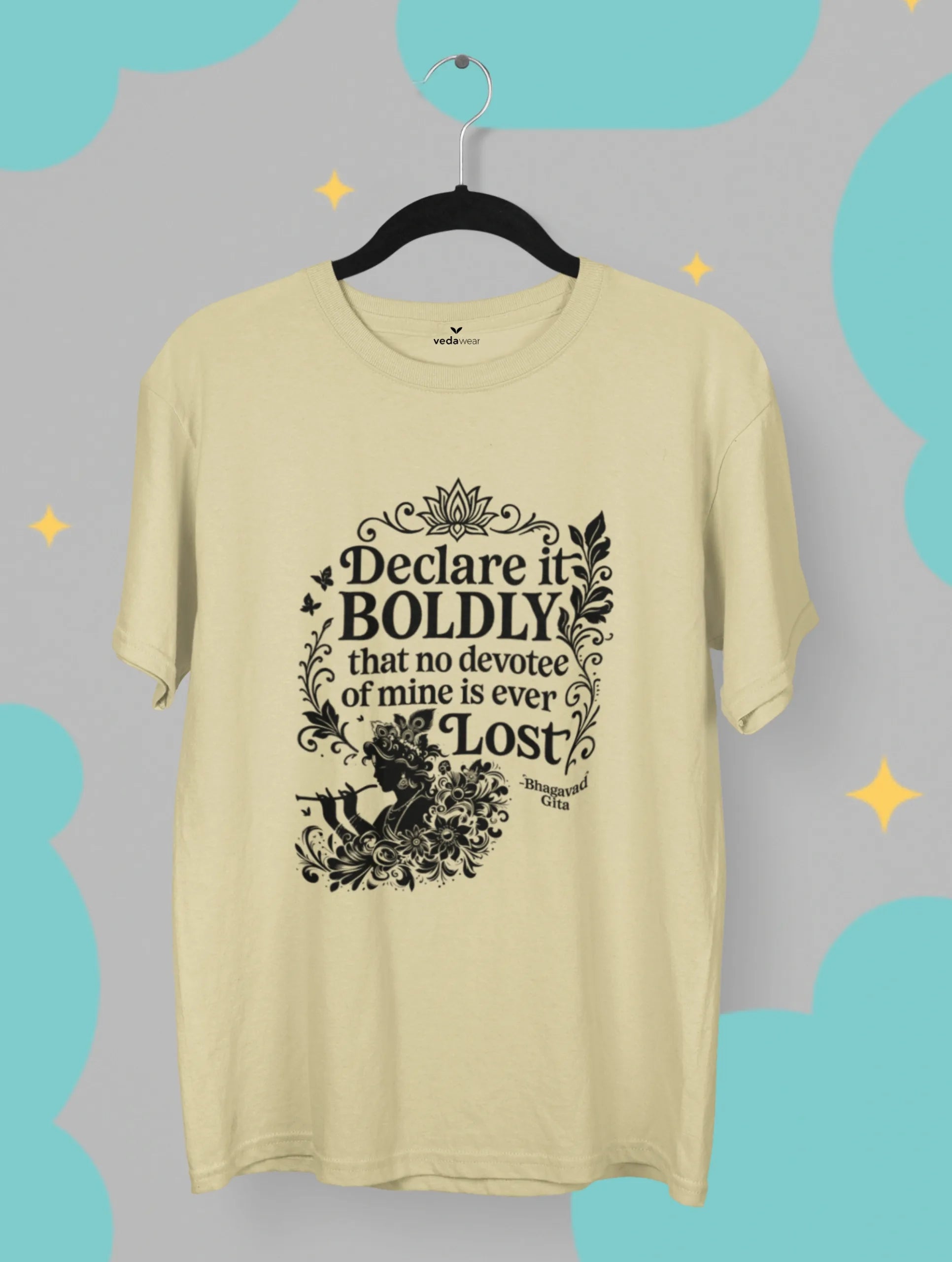 no devotee is ever lost krishna bhagavad gita white tee vedawear Be scaled