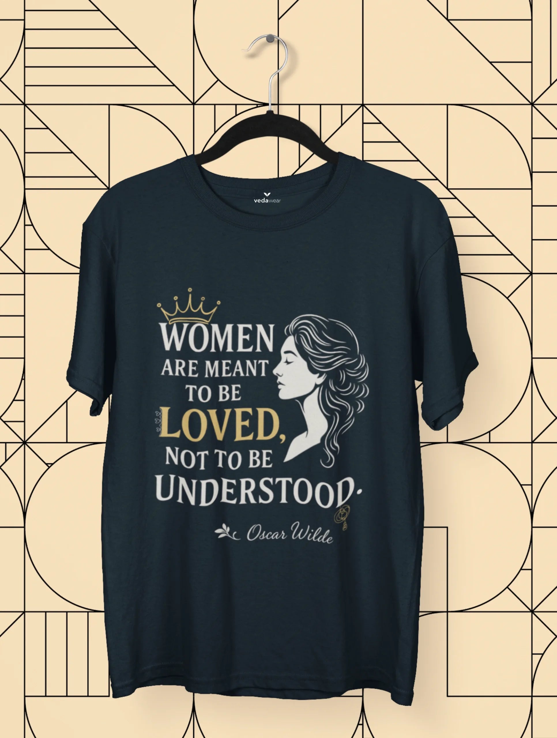 oscar wilde women love quote premium tee navy vedawear NB scaled