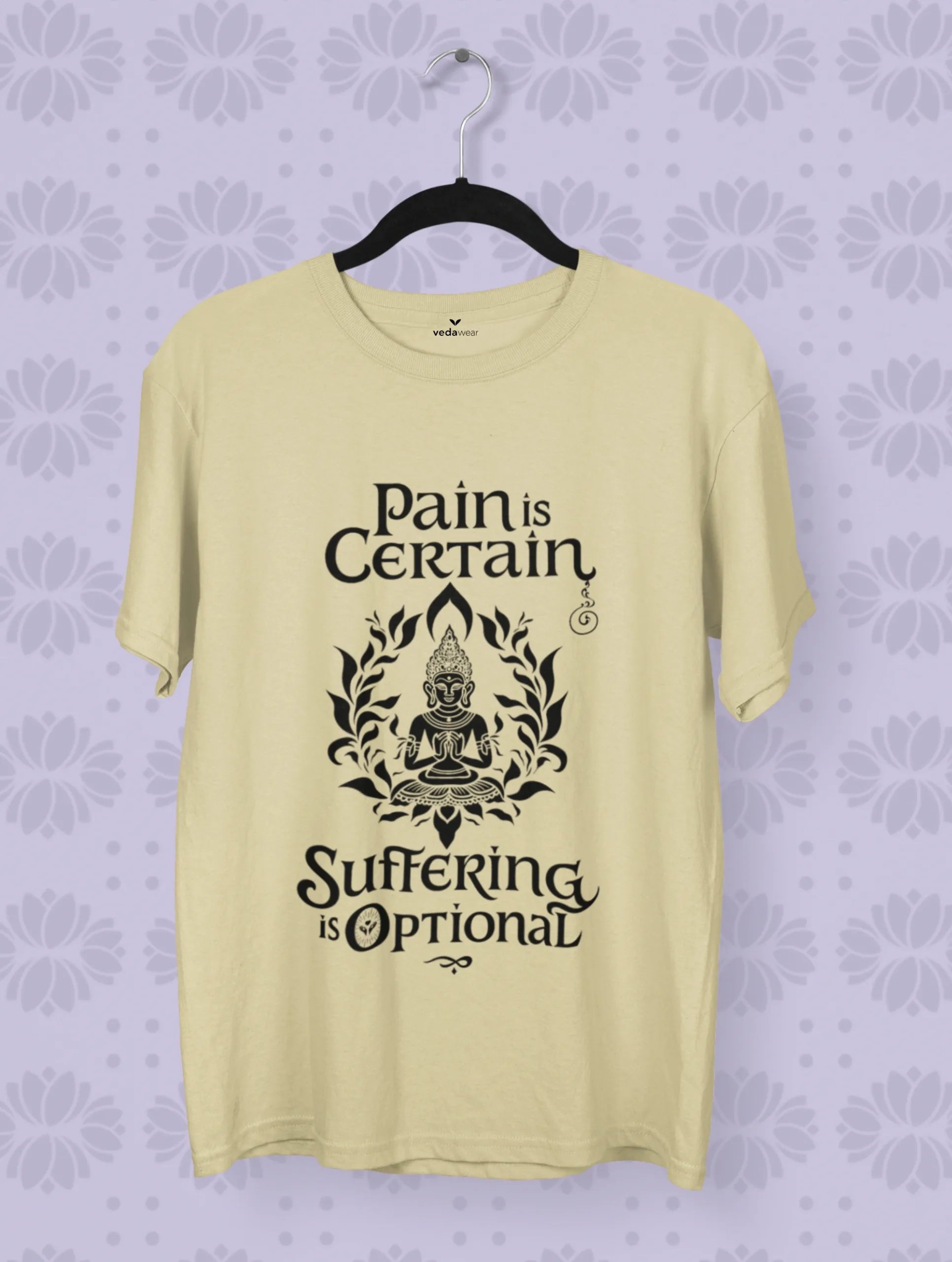 pain is certain suffering is optional buddha mindfulness tee vedawear B scaled
