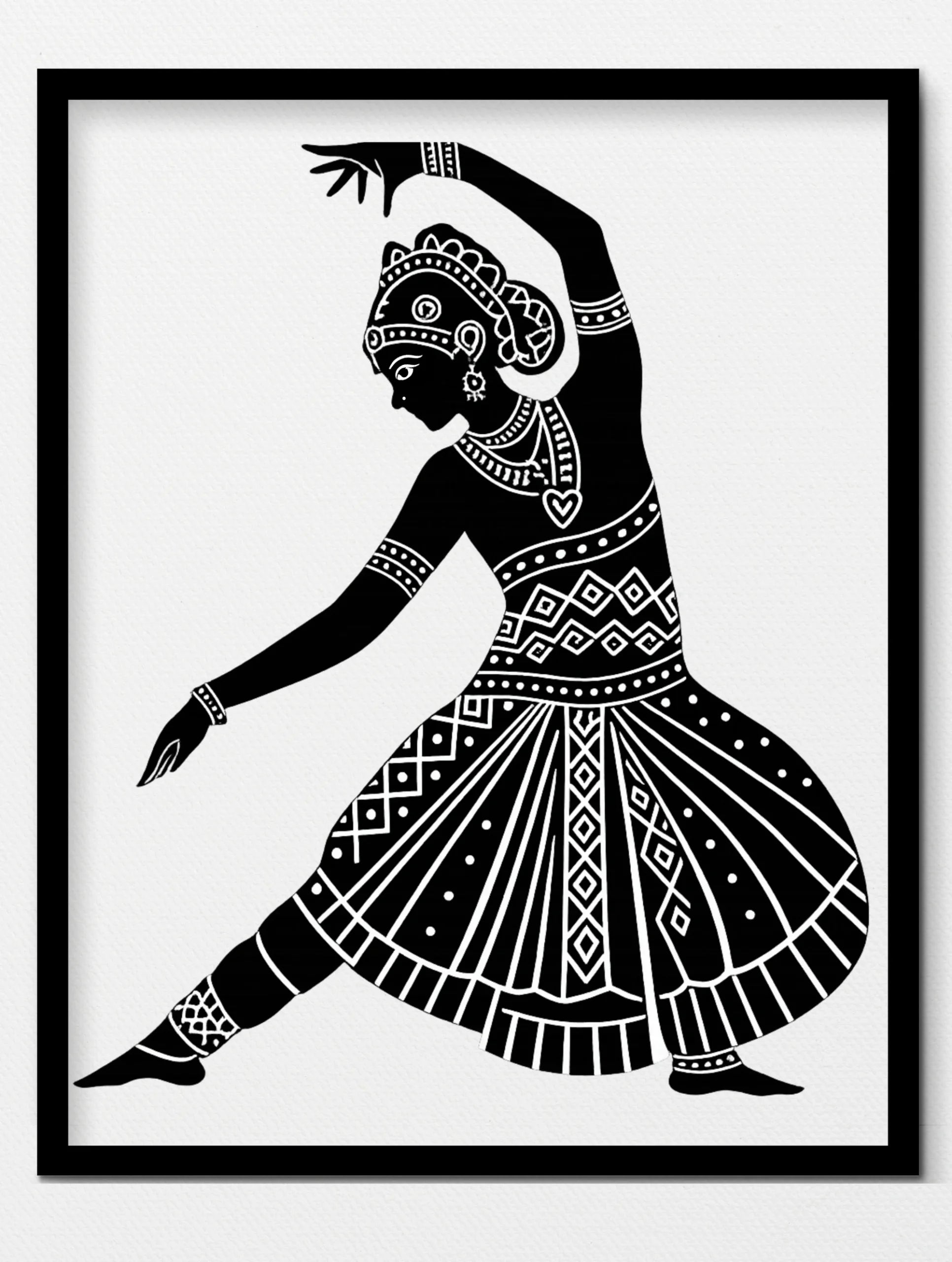 Vedawear Rhythm Bharatanatyam inspired premium cotton tee featuring a classical dancer silhouette in bold folk-art design.