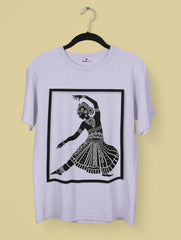 Vedawear Rhythm Bharatanatyam inspired premium cotton tee featuring a classical dancer silhouette in bold folk-art design.