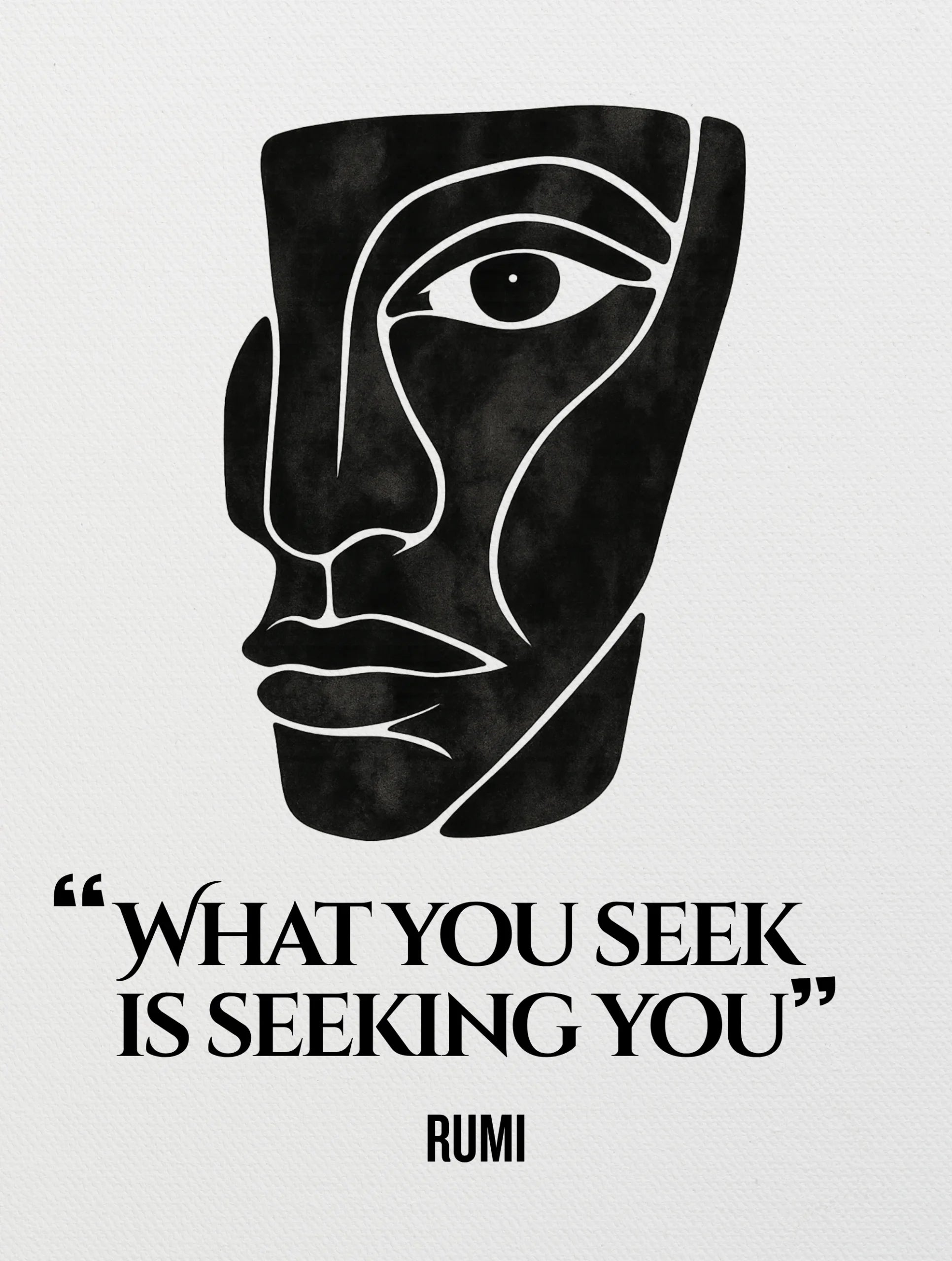 Soul in Fragments Rumi N Picasso Premium Tee by Vedawear — cubist inspired black and white face with Rumi quot