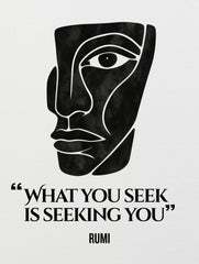 Soul in Fragments Rumi N Picasso Premium Tee by Vedawear — cubist inspired black and white face with Rumi quot