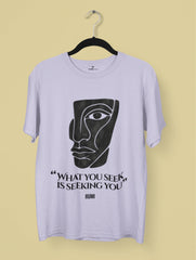 Soul in Fragments Rumi N Picasso Premium Tee by Vedawear — cubist inspired black and white face with Rumi quot