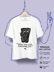Soul in Fragments Rumi N Picasso Premium Tee by Vedawear — cubist inspired black and white face with Rumi quot