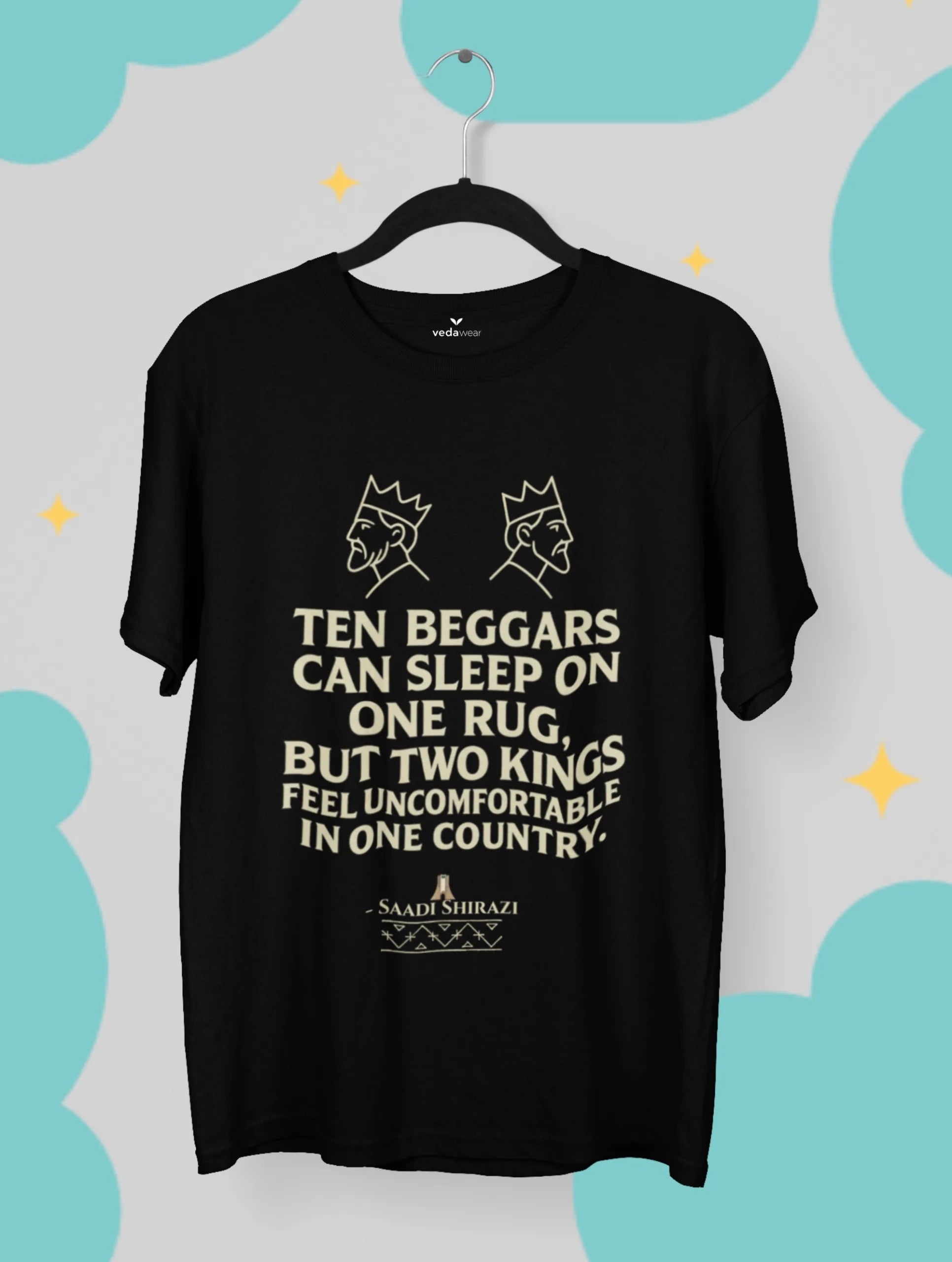 saadi shirazi ten beggars two kings quote black tee vedawear B scaled