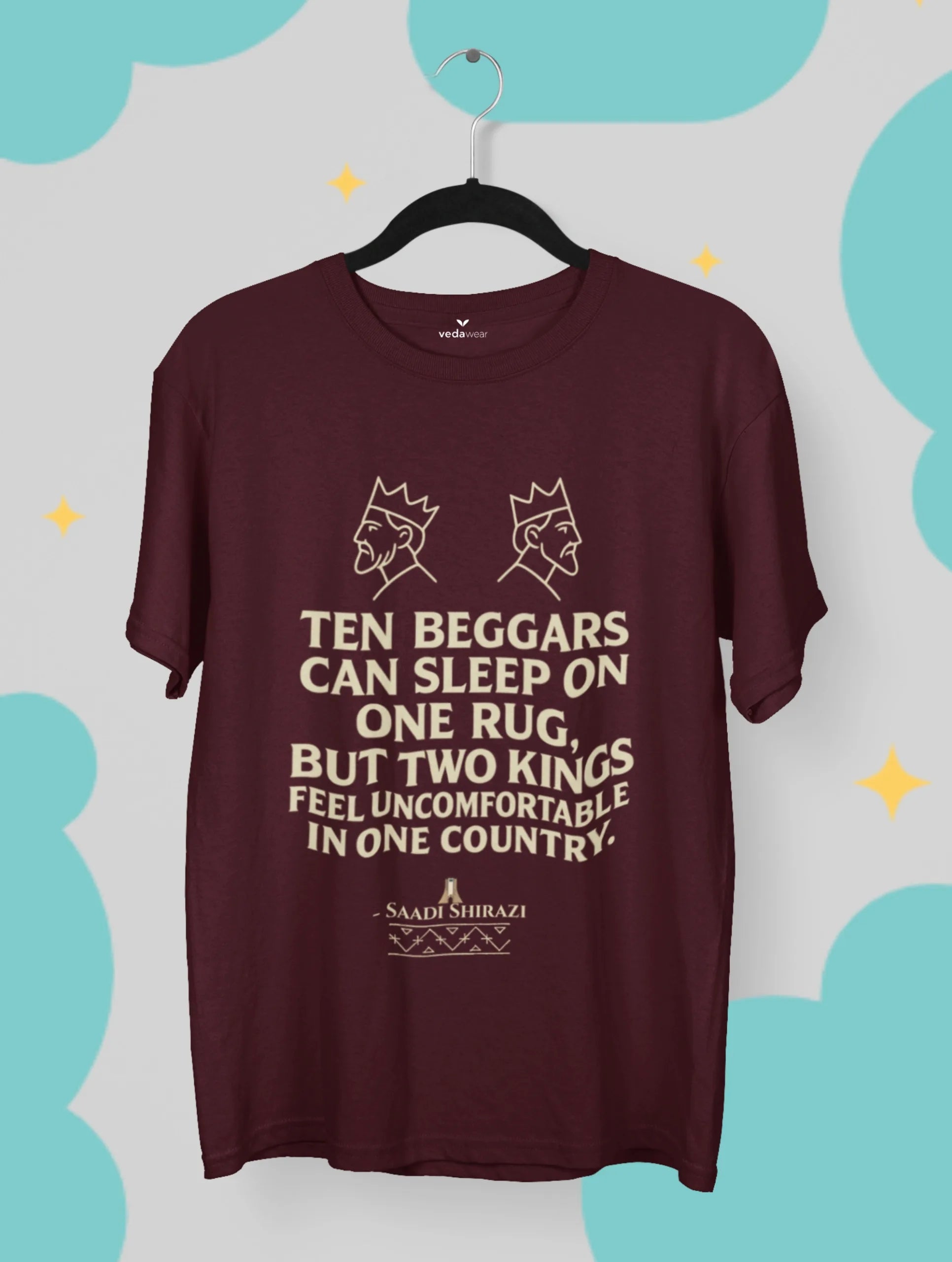 saadi shirazi ten beggars two kings quote black tee vedawear M scaled