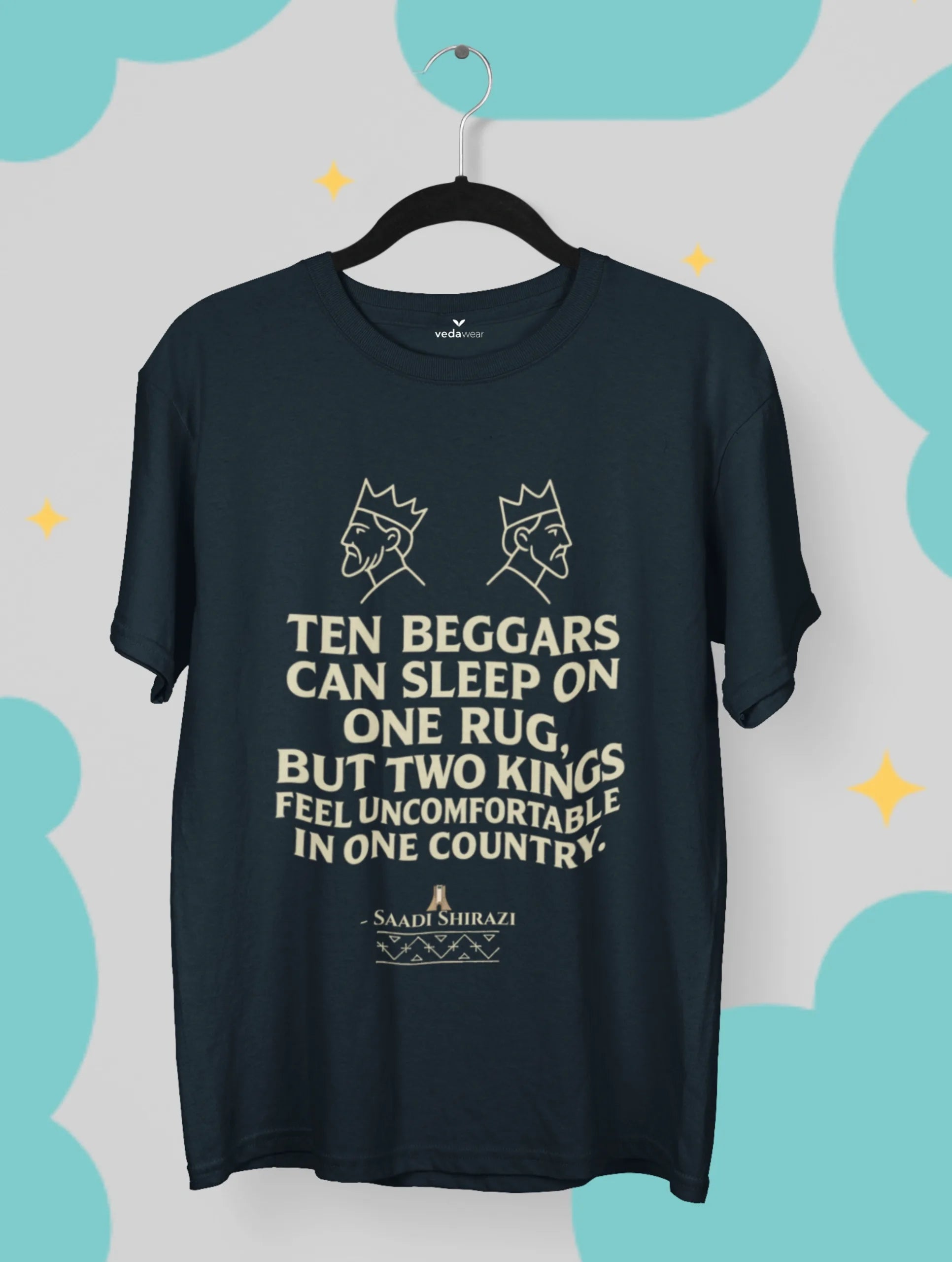 saadi shirazi ten beggars two kings quote black tee vedawear NB scaled