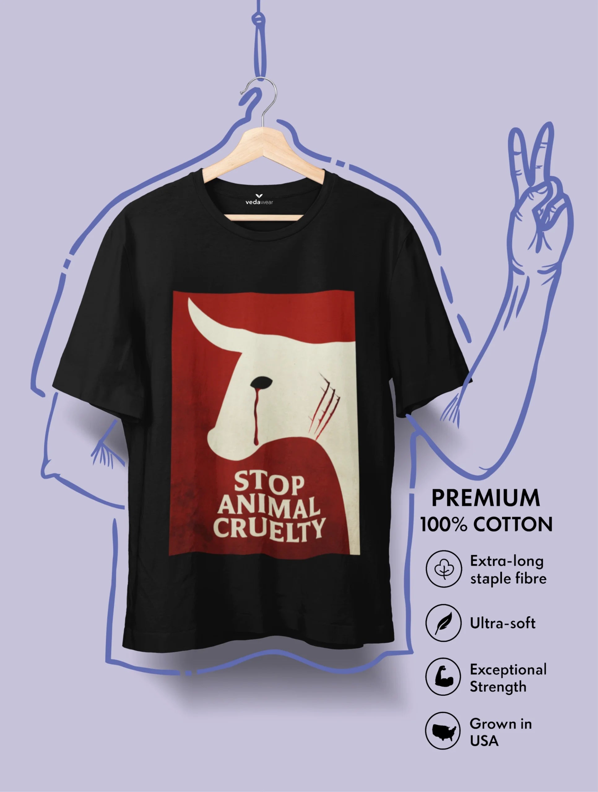 stop animal cruelty vegan awareness premium tee vedawear scaled