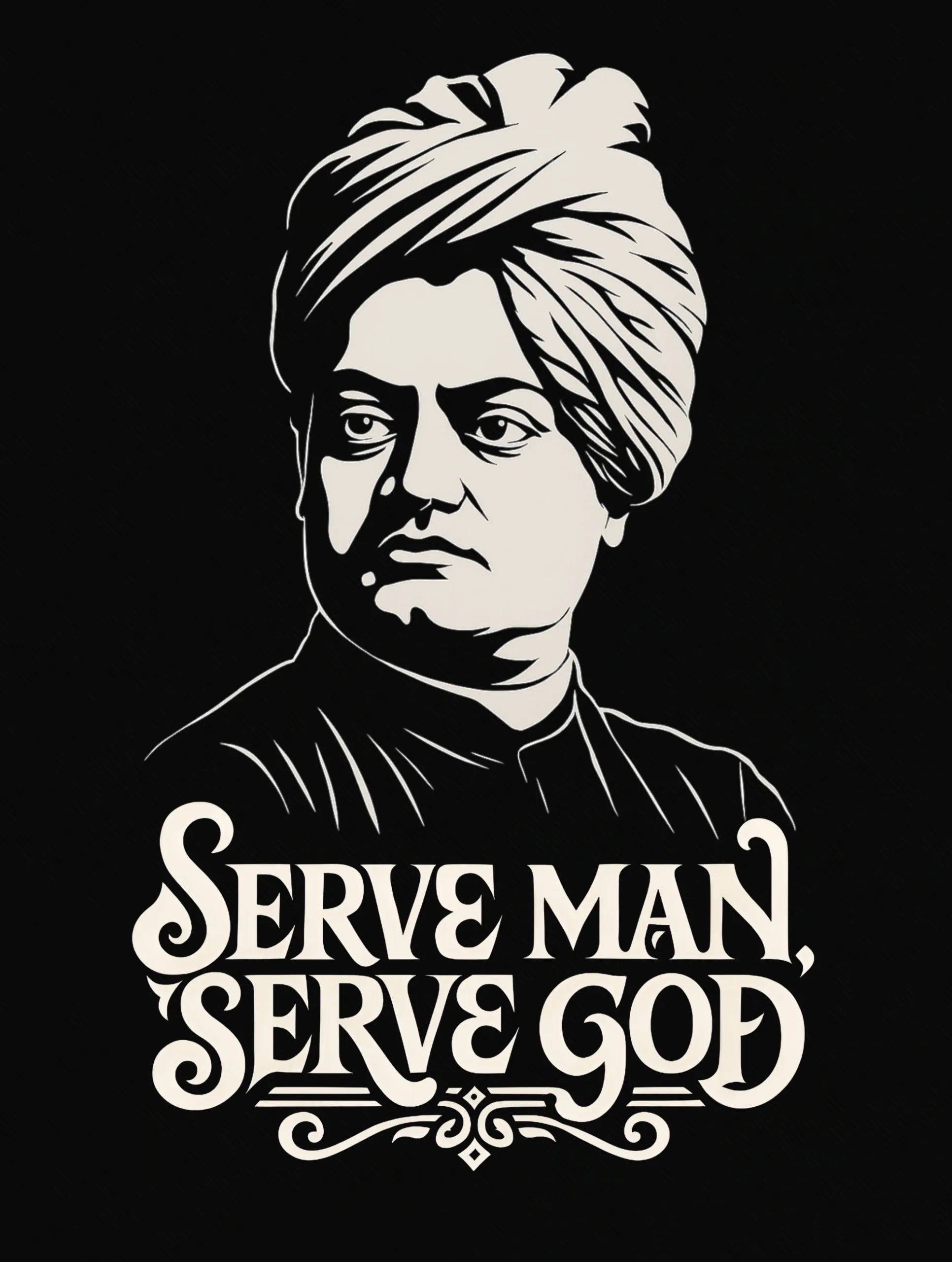 swami vivekananda serve man serve god black premium tee vedawear D scaled